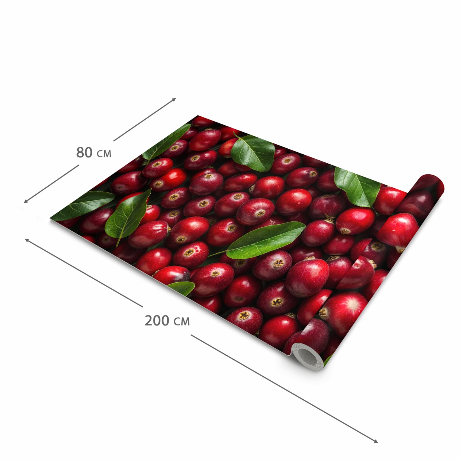 Moderner Küchenläufer mit Motiv Frische Preiselbeeren in der Grösse 60x300 cm - angenehme Haptik
