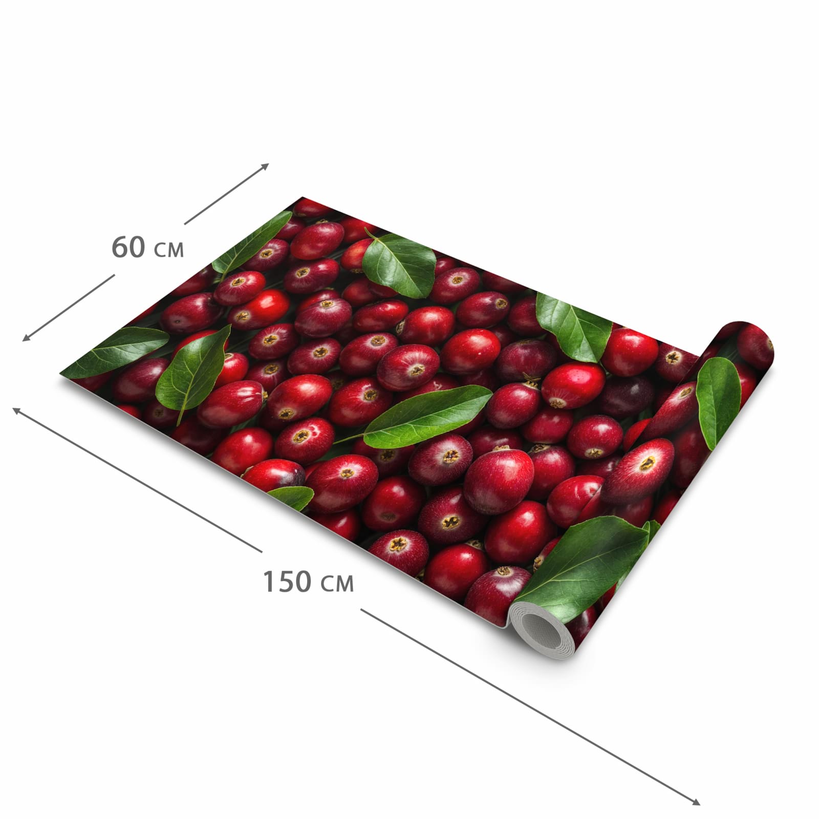 Langlebiger Küchenläufer mit Motiv Frische Preiselbeeren in der Grösse 60x300 cm, waschbar