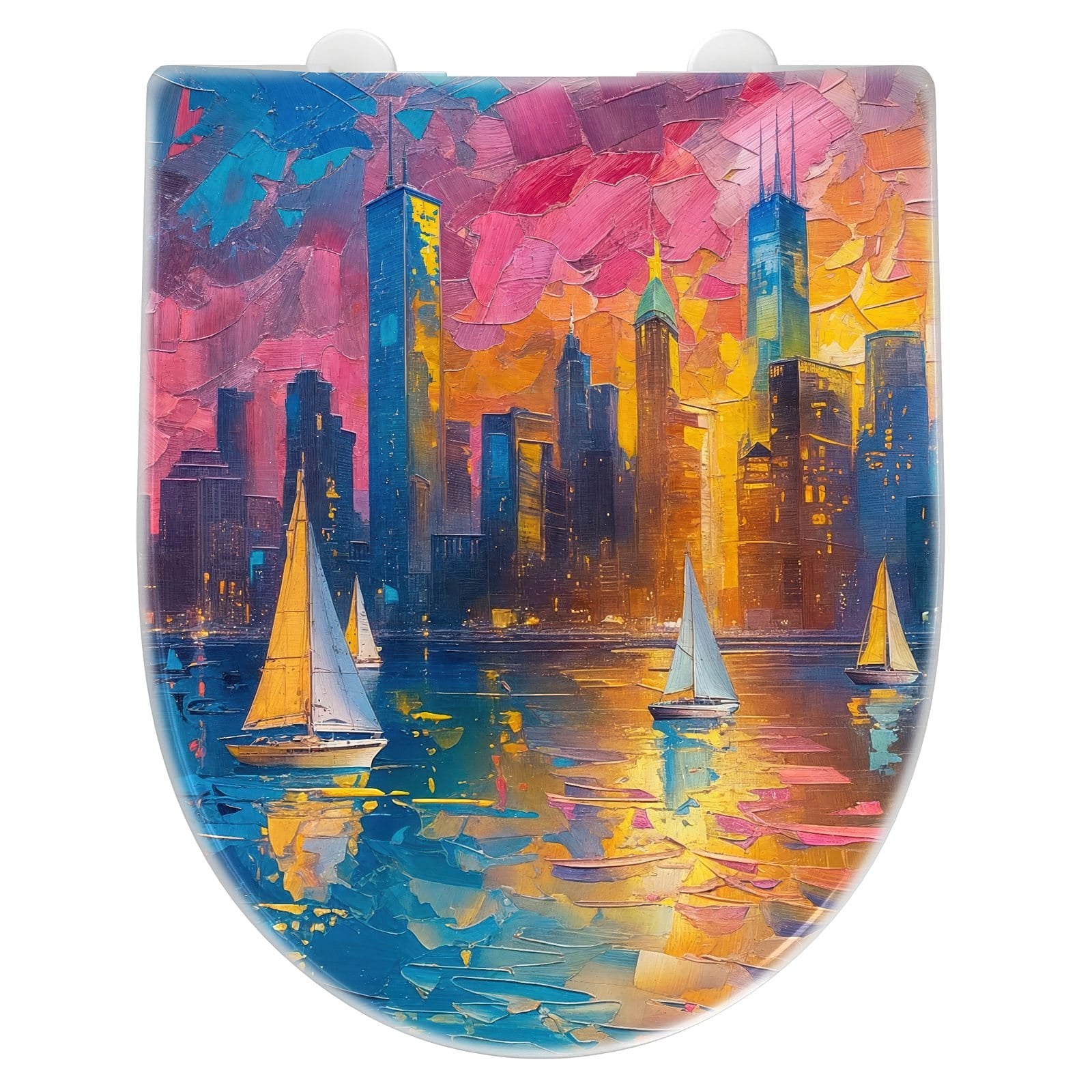 WC-Sitz mit Absenkautomatik Hafenstadt Bei Nacht