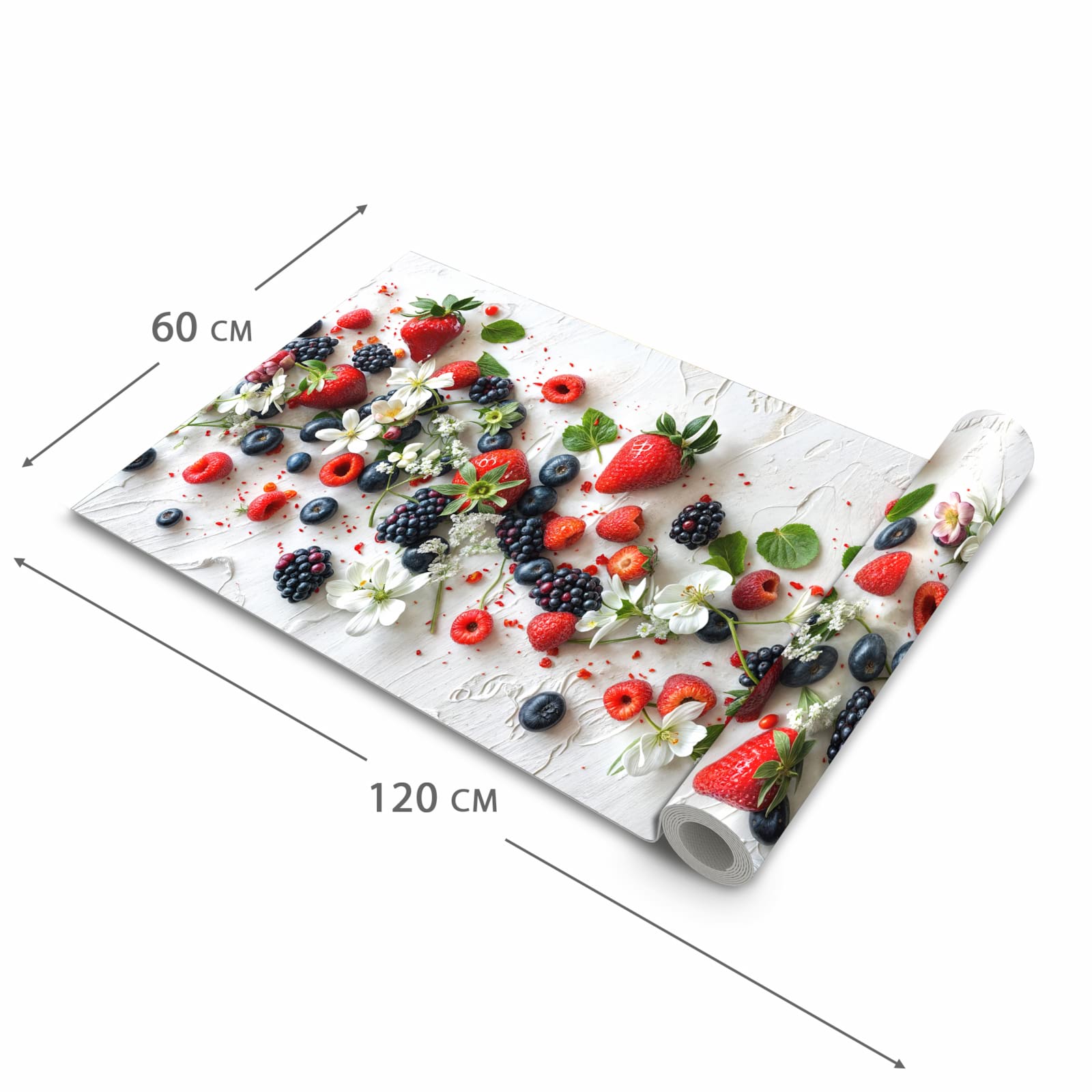 Farbbeständiger Teppich für Küche mit Motiv Beeren von Bunte in der Grösse 60x270 cm