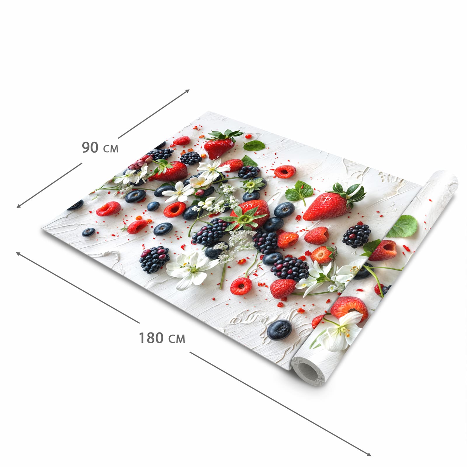 Geruchsneutraler waschbarer Teppich Küche mit Motiv Beeren von Bunte in der Grösse 60x270 cm