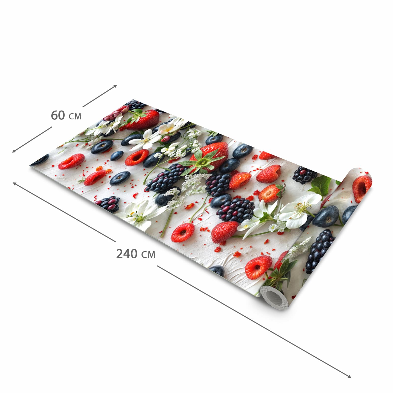 Zeitsparender Küchenteppich mit Motiv Beeren von Bunte in der Grösse 60x270 cm