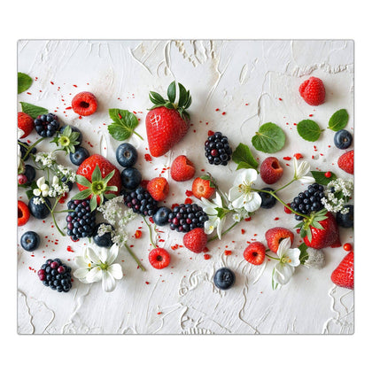 Herdabdeckplatte mit dem Motiv Beeren mit weißen Blüten