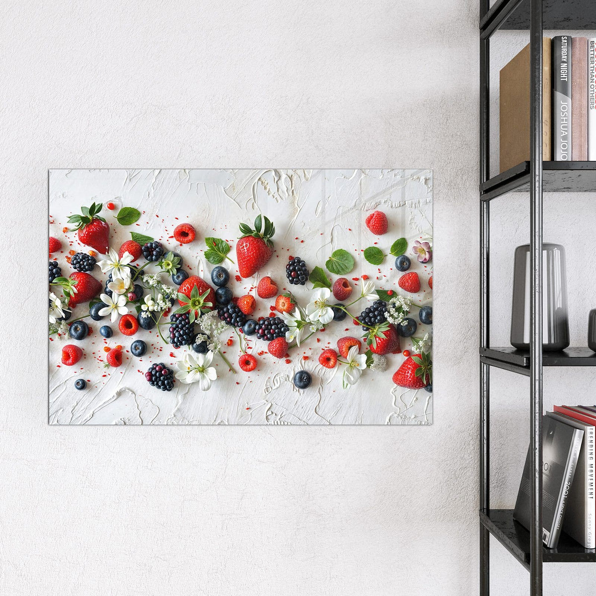 Magnettafel - Beeren mit weißen Blüten – Beeren mit weißen Blüten