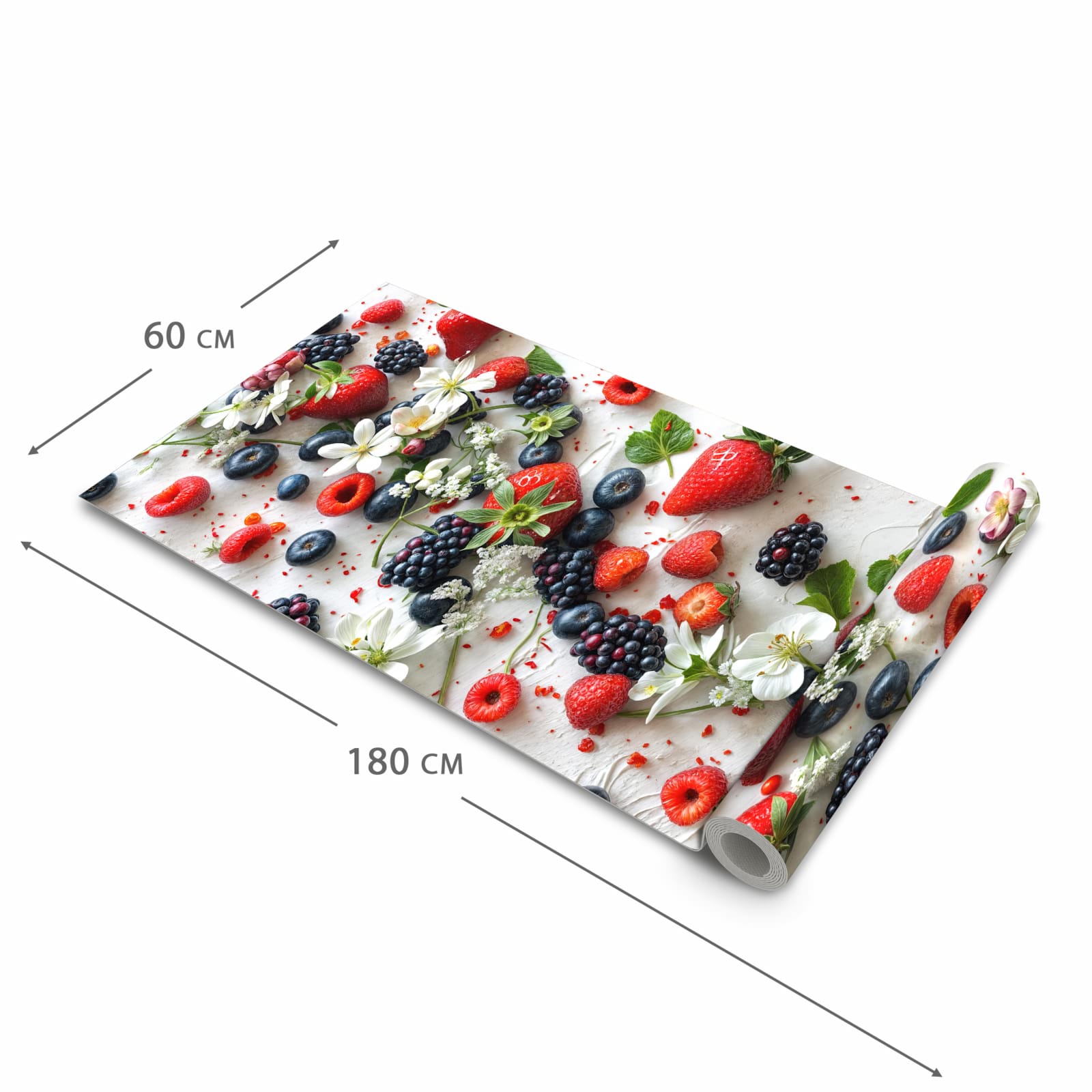 Küchenteppich mit Motiv Beeren von Bunte in der Grösse 60x270 cm für sichere Aufbewahrung