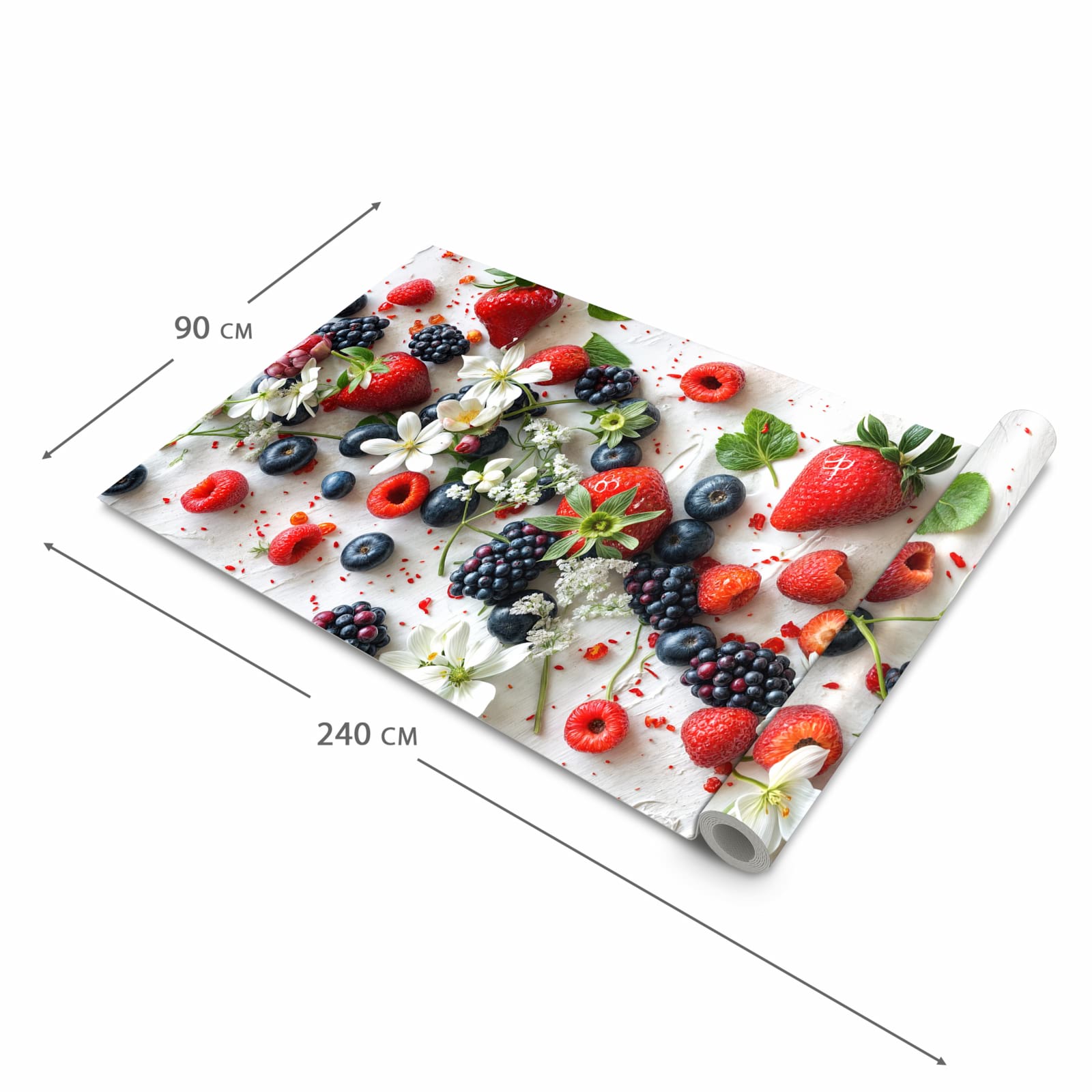 Langlebiger Küchenläufer mit Motiv Beeren von Bunte in der Grösse 60x270 cm