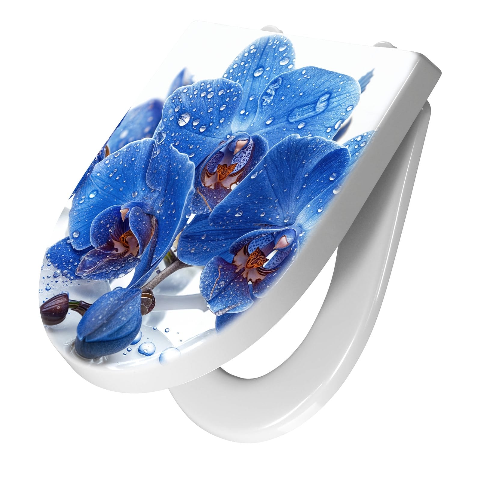 WC-Sitz mit Absenkautomatik Blaue Orchideen