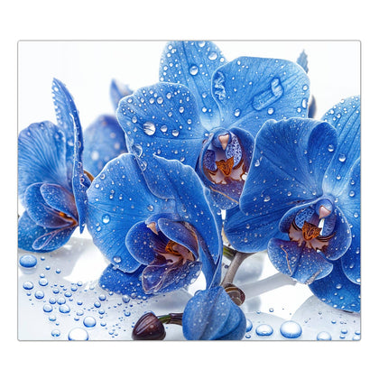 Herdabdeckplatte mit dem Motiv Blaue Orchideen