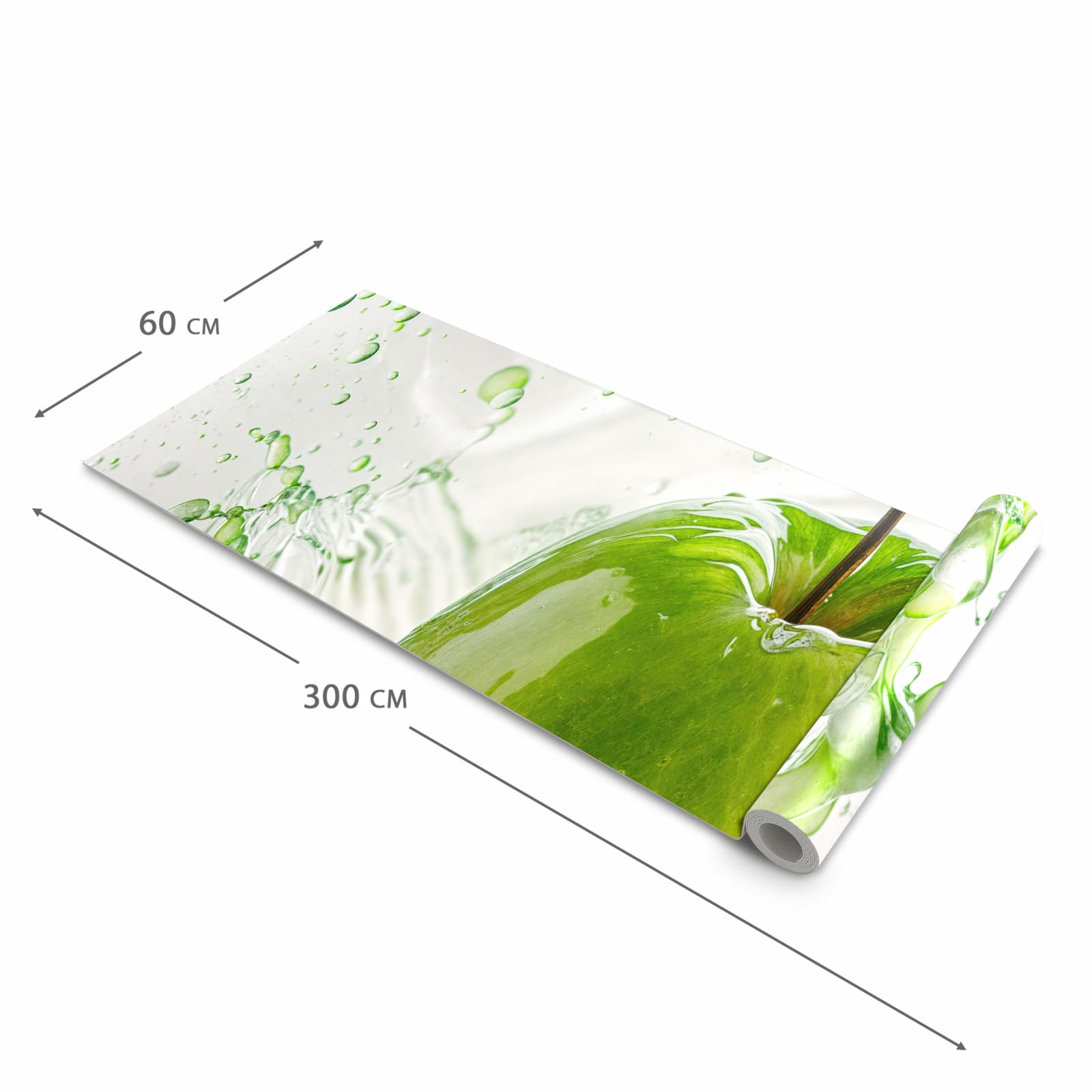 Langlebiger dünner Küchenteppich mit Motiv Splash Apfel in der Grösse 60x240 cm