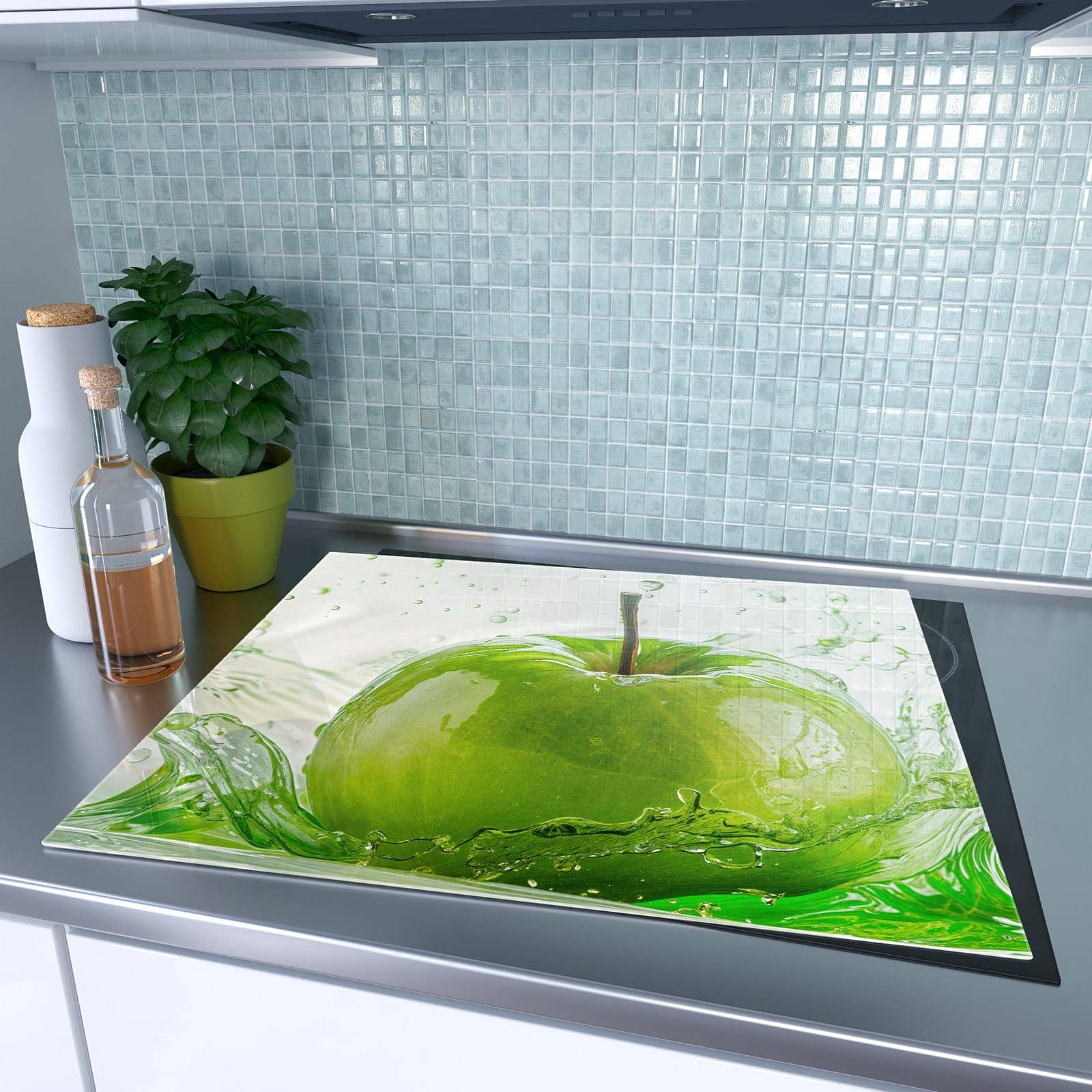 1-teilige Herdabdeckung mit Apfel Spritzer-Motiv auf dem Ceranfeld