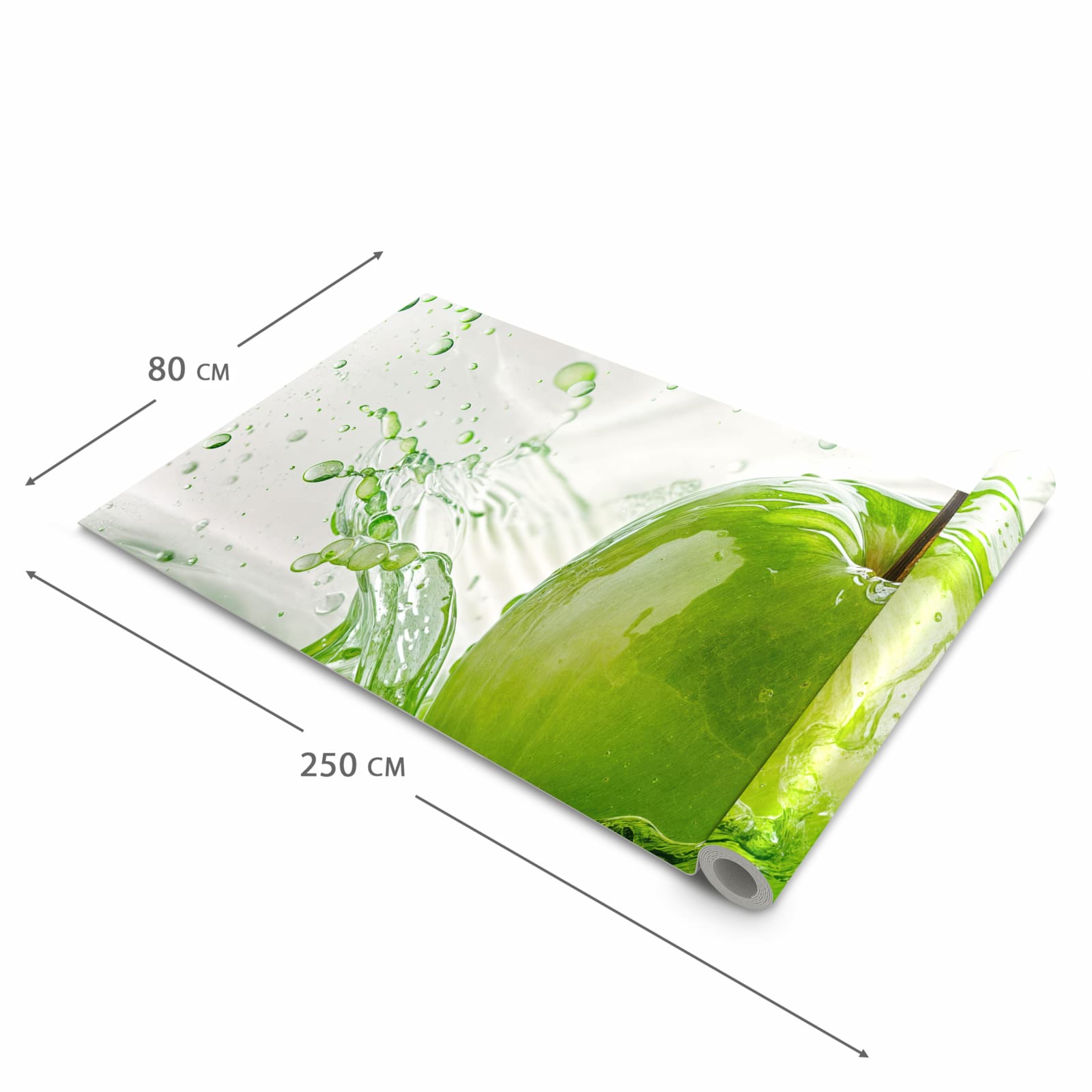 Bodenschonender Teppich fürs Esszimmer mit Motiv Splash Apfel in der Größe 60x240 cm