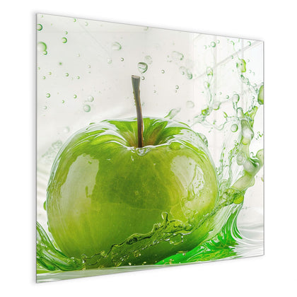 Magnettafel mit dem Motiv Grüner Apfel im Spritzer