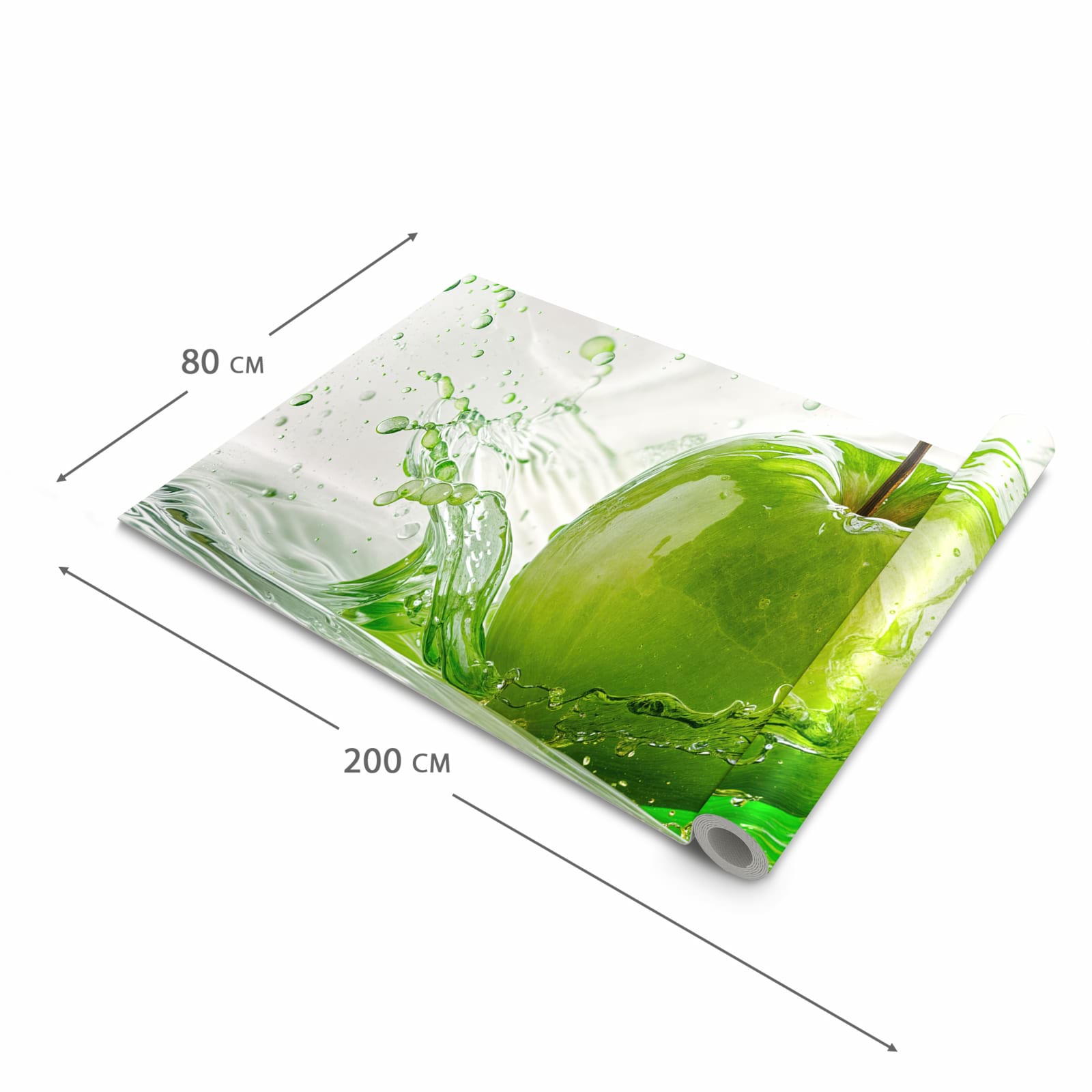Feuchtigkeitsresistenter waschbarer Küchenteppich mit Motiv Splash Apfel in der Grösse 60x240 cm