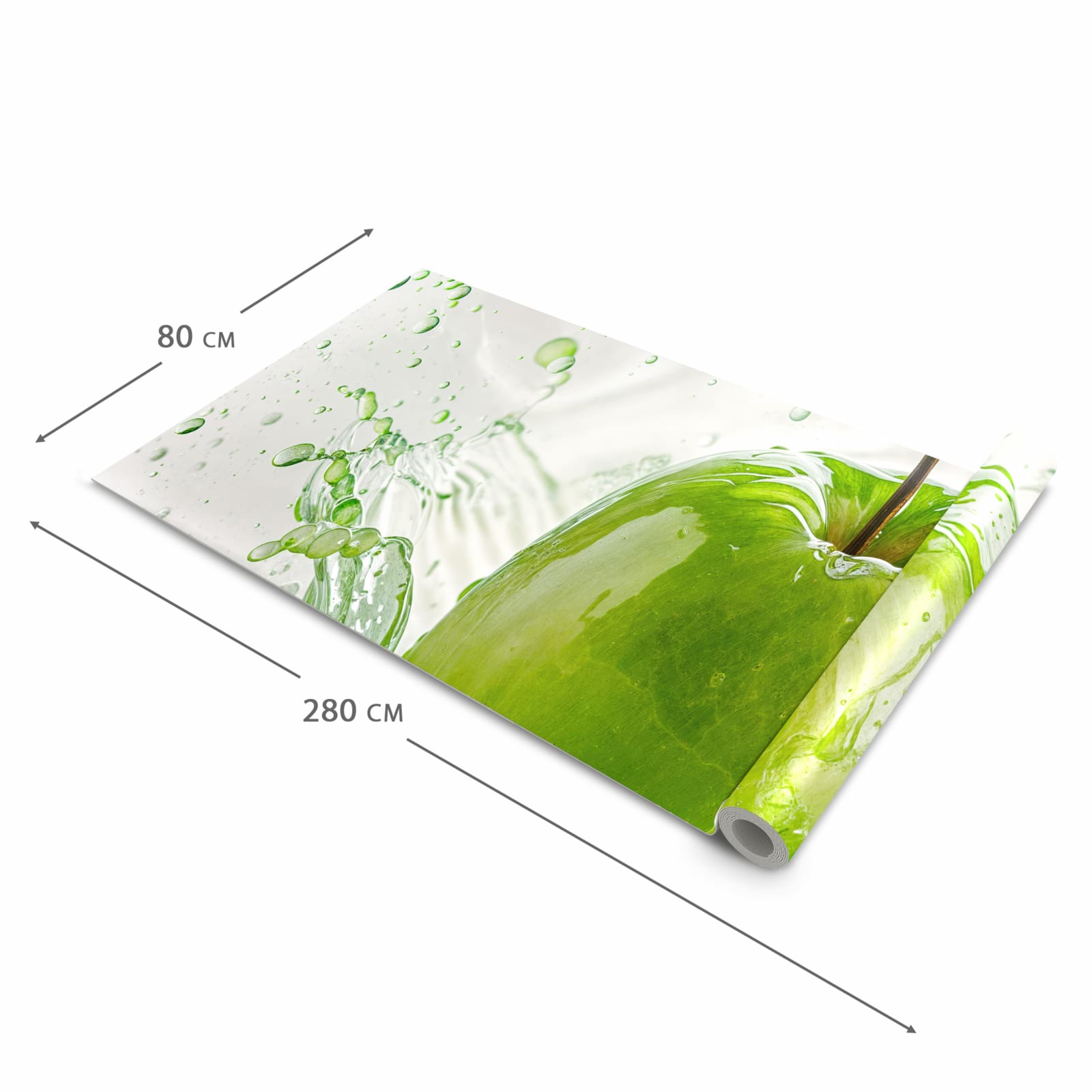 Waschbarer Küchenteppich mit Motiv Splash Apfel in der Größe 60x240 cm für Ordnung