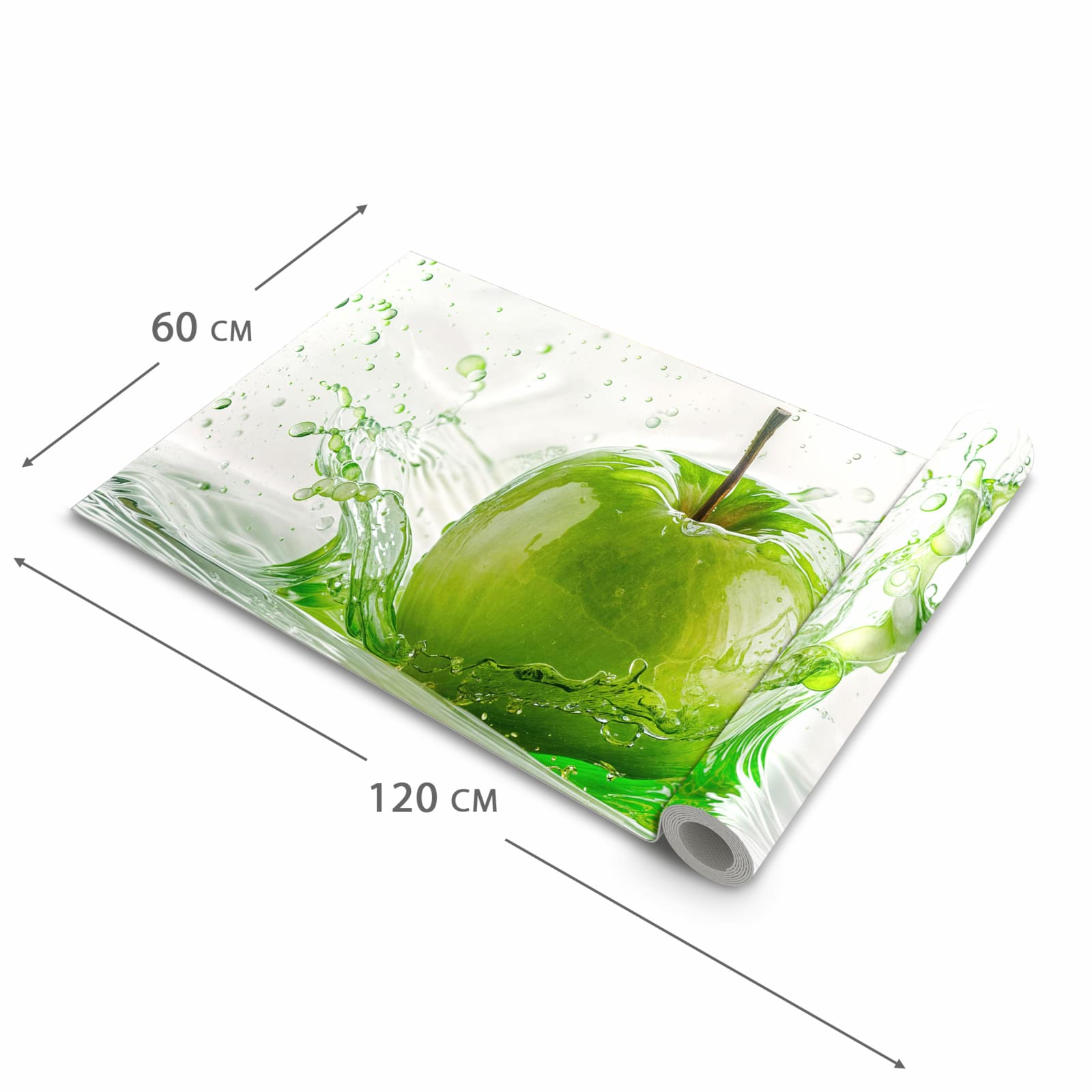 Waschbarer Küchenläufer mit Motiv Splash Apfel in der Grösse 60x240 cm