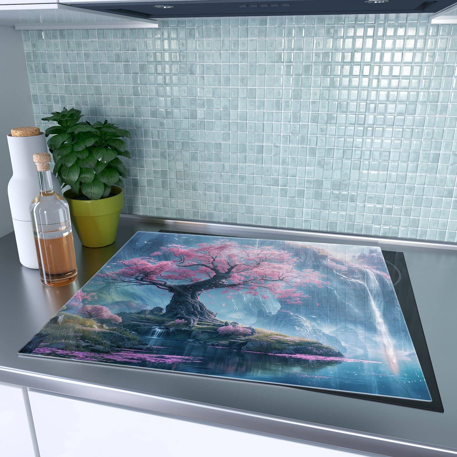 1-teilige Herdabdeckplatten mit Zauberhafte Landschaft-Motiv auf dem Ceranfeld