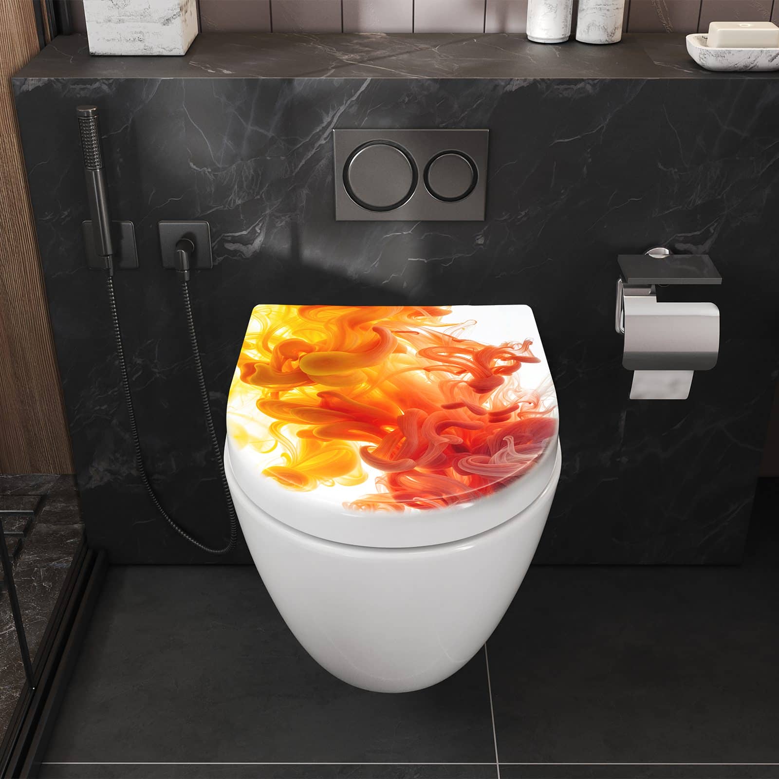 WC-Sitz mit Absenkautomatik Farbige_ Wirbel