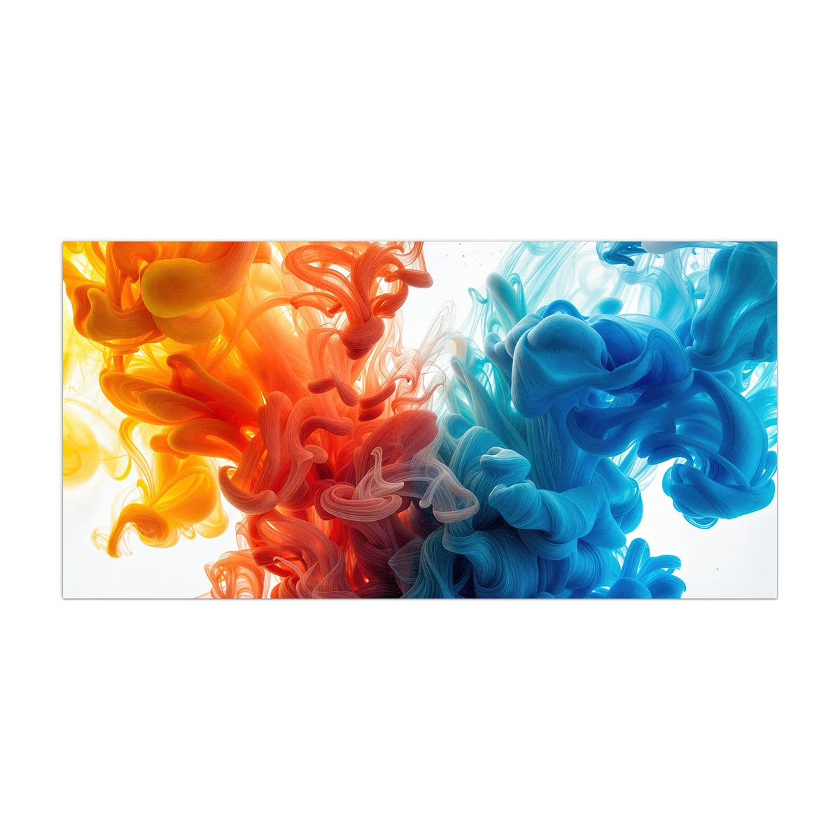 Küchenrückwand aus Glas Tinte im Wasser im Hochformat, Motiv bildfüllend von vorn