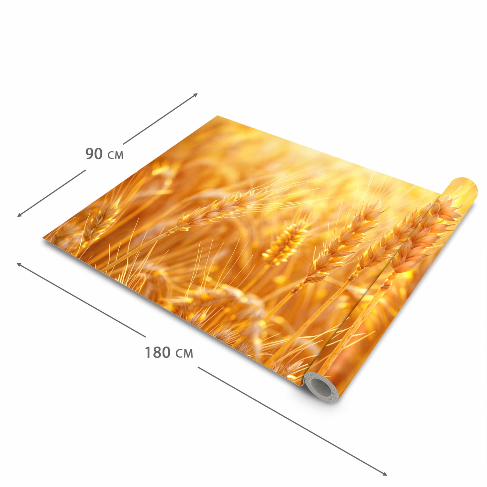 Rutschfester Küchenläufer mit Motiv Sonnenuntergang von Weizenfeld in der Grösse 60x180 cm