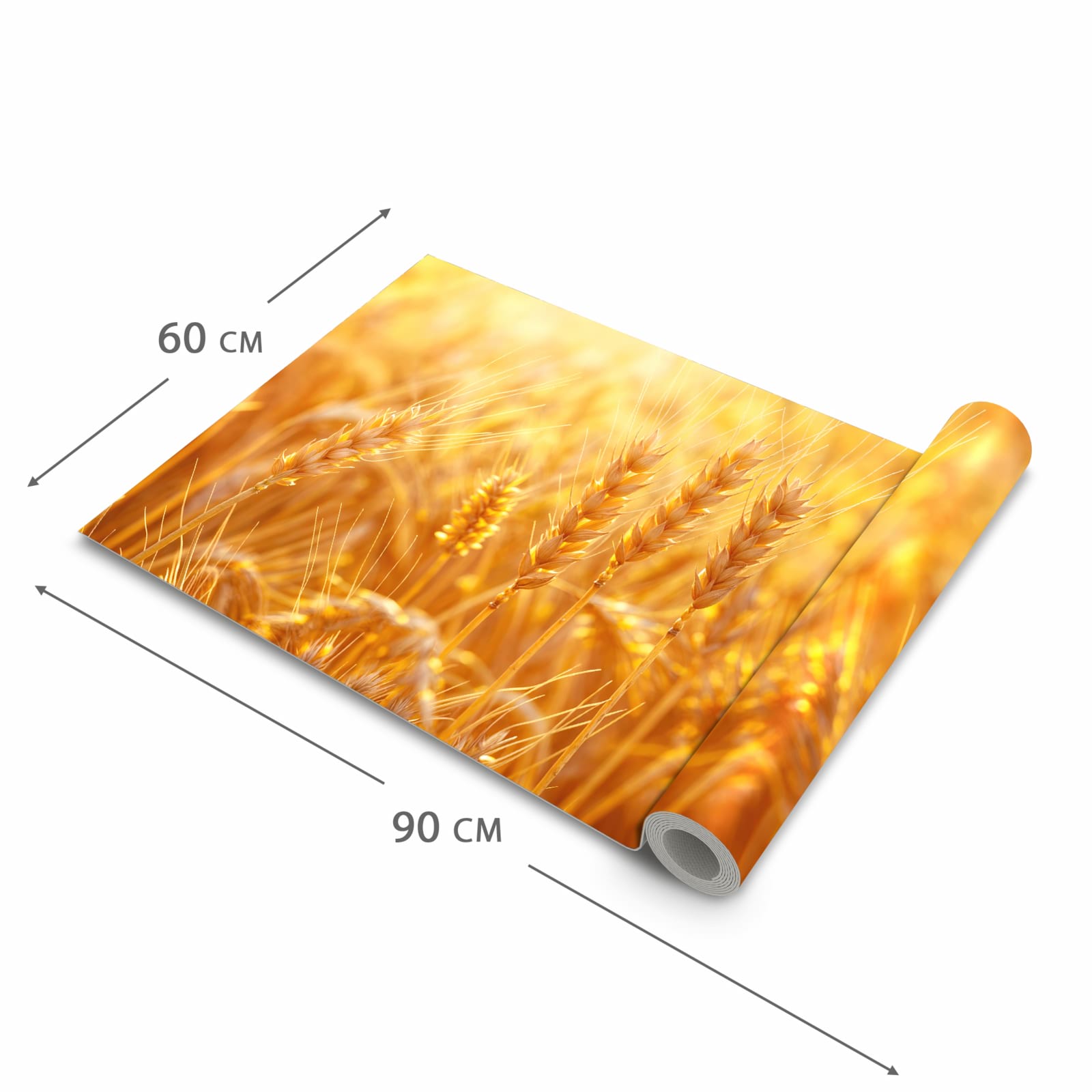 Langlebiger rutschfester Küchenteppich mit Motiv Sonnenuntergang von Weizenfeld in der Grösse 60x150 cm