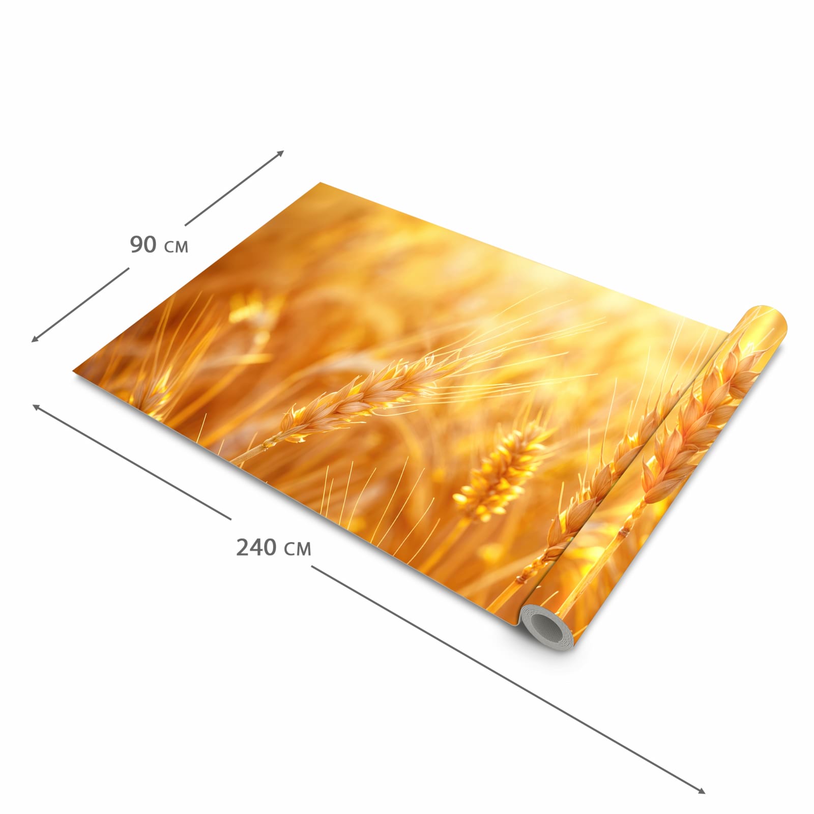 Rutschfester Küchenläufer mit Motiv Sonnenuntergang von Weizenfeld in der Grösse 60x180 cm für angenehme Haptik
