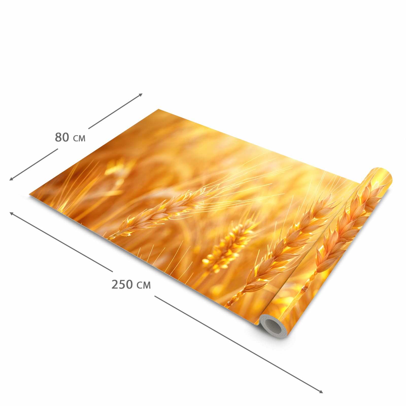 Pflegeleichter Küchenläufer mit Motiv Sonnenuntergang von Weizenfeld in der Grösse 60x180 cm