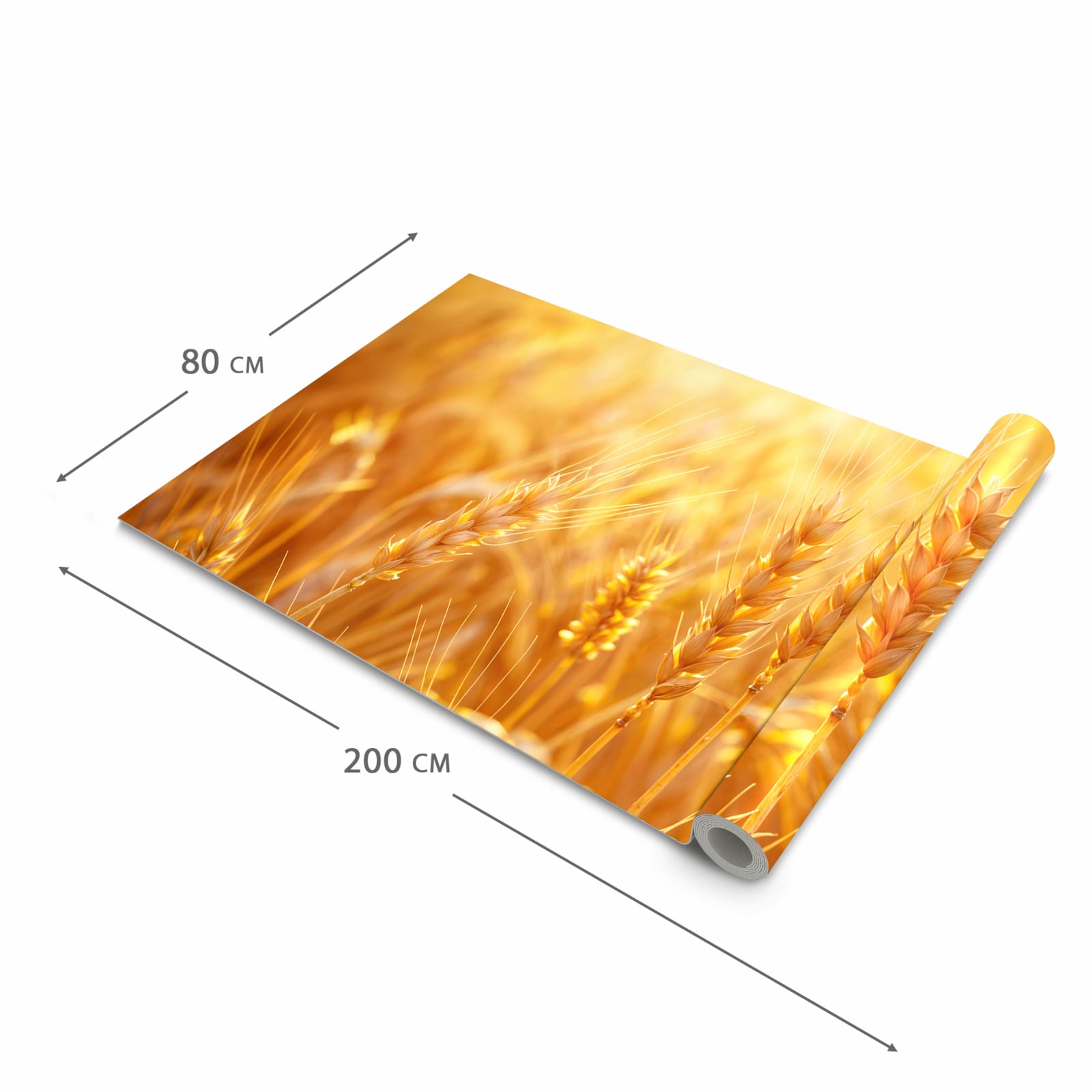 Flacher Küchenteppich mit Motiv Sonnenuntergang von Weizenfeld in der Grösse 60x150 cm, waschbar