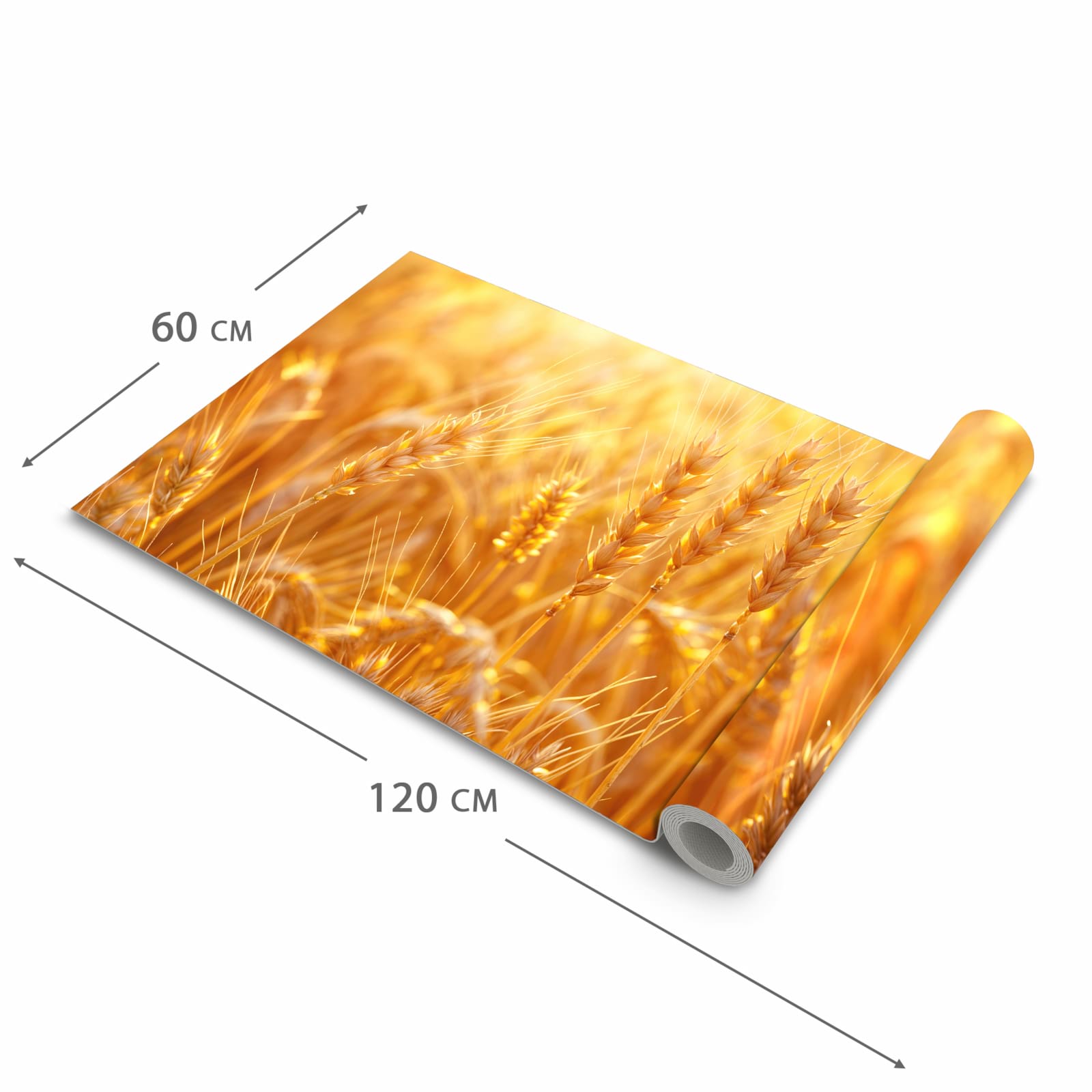 UV-beständiger Küchenteppich mit Motiv Sonnenuntergang von Weizenfeld in der Grösse 60x150 cm