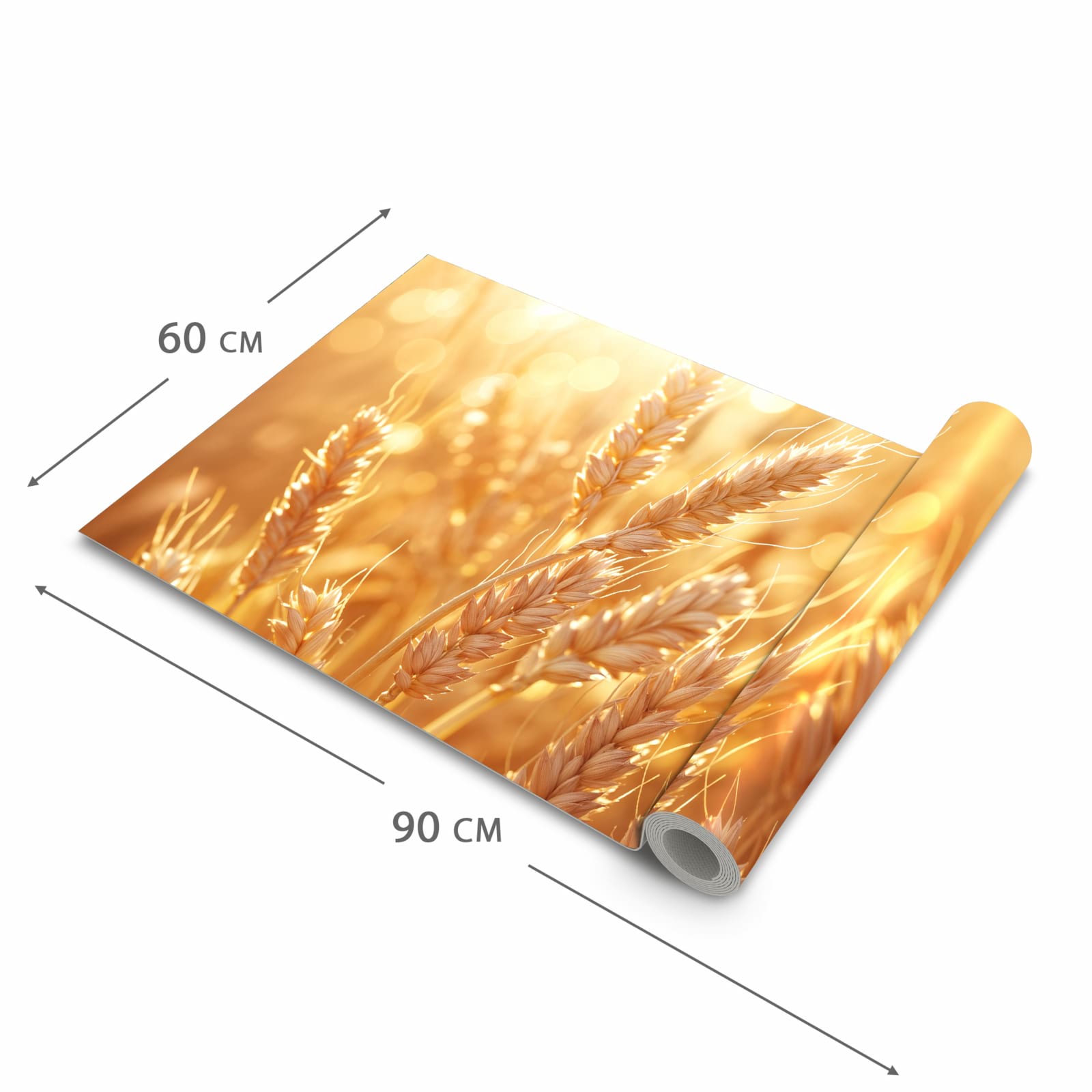 Bodenschonender waschbarer Teppich fürs Esszimmer mit Motiv Weizenfelder in der Grösse 60x150 cm