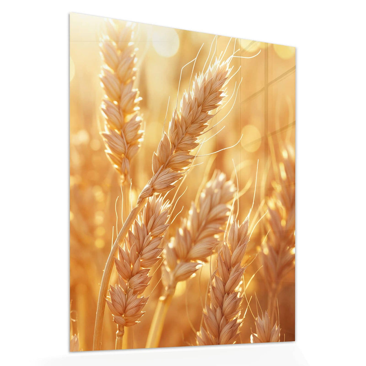 Echtglas, 4 mm – kein Acryl, keine Folie – Wandbild - Reife Weizenähren - Hochformat