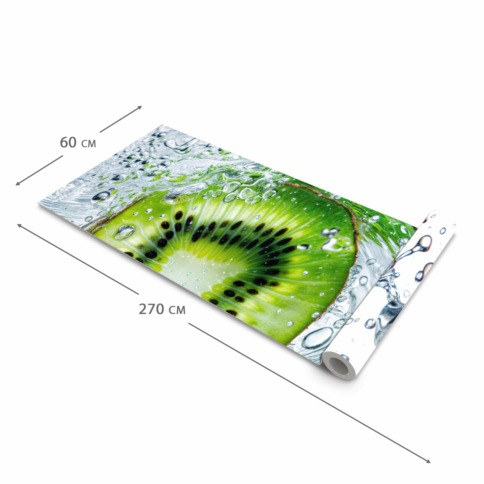 Langlebiger Küchenläufer mit Motiv Kiwi im Wasser in der Grösse 60x150 cm