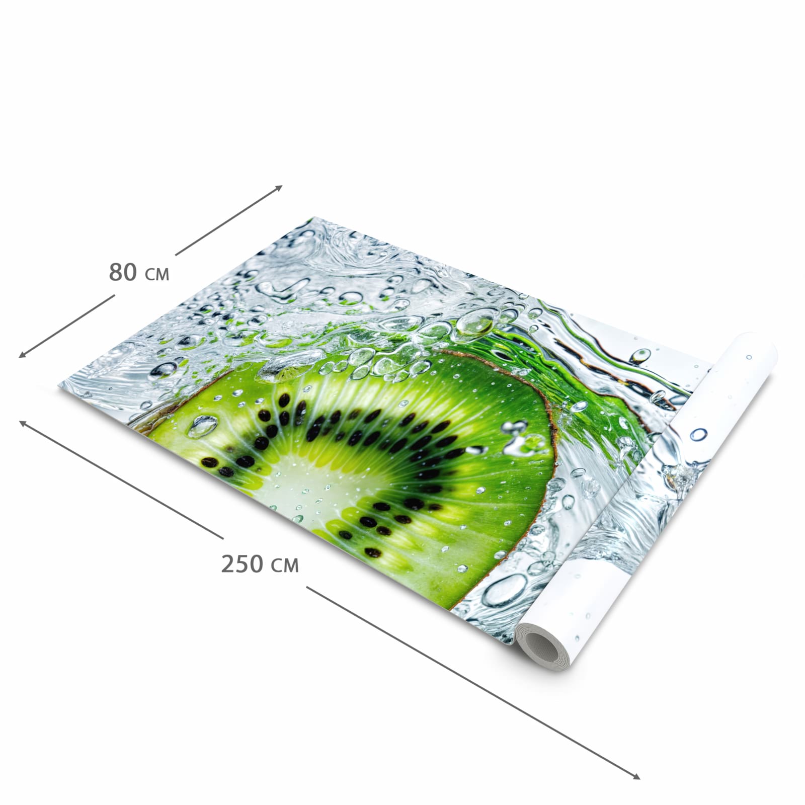 Rutschhemmender Küchenläufer mit Motiv Kiwi im Wasser in der Größe 60x150 cm
