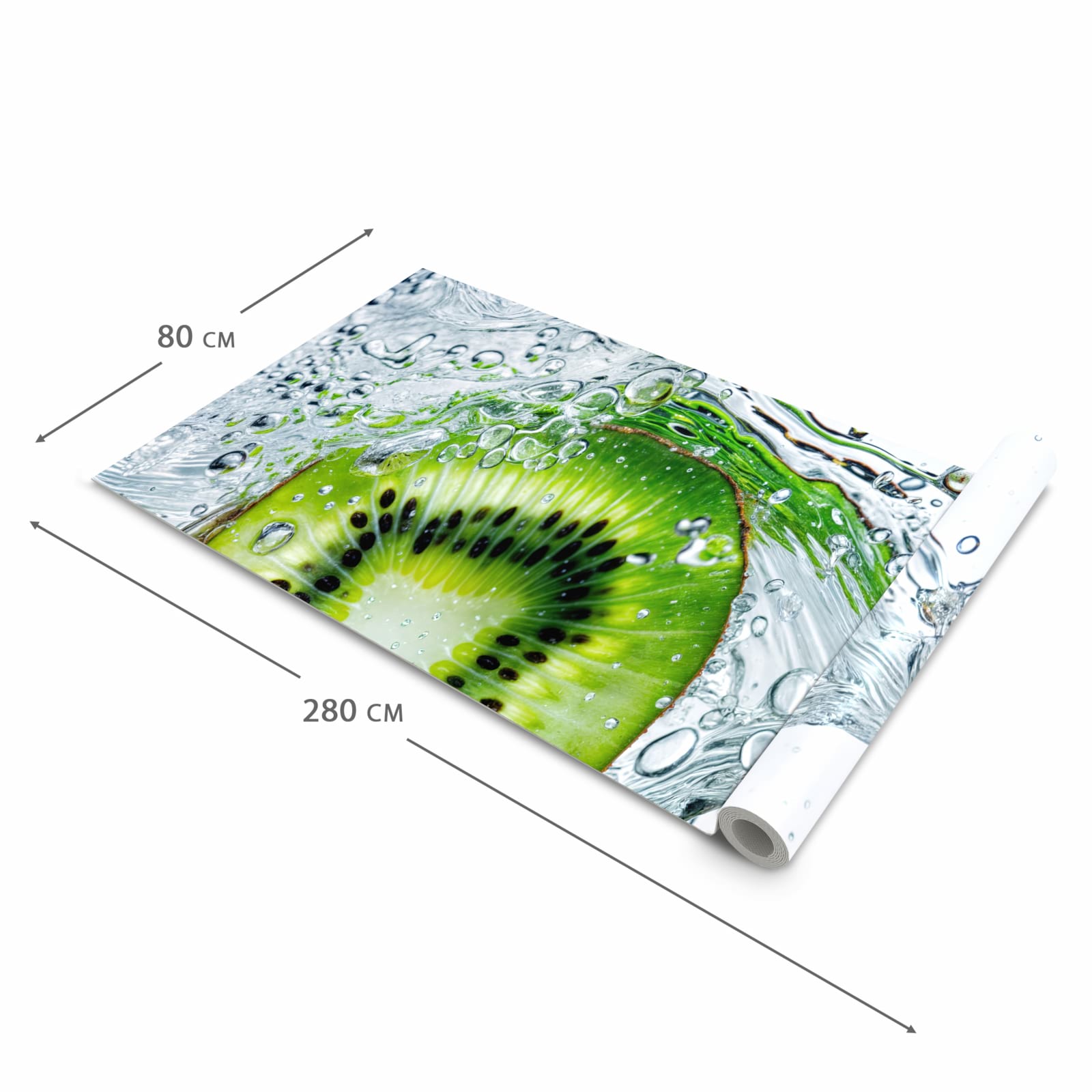 Pflegeleichter Küchenläufer mit Motiv Kiwi im Wasser in der Grösse 60x150 cm