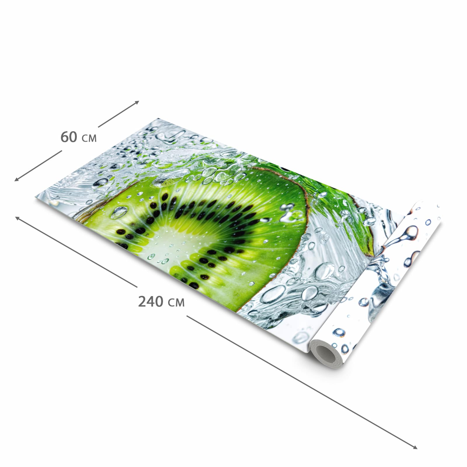 Geruchsneutraler Küchenläufer mit Motiv Kiwi im Wasser in der Grösse 60x120 cm