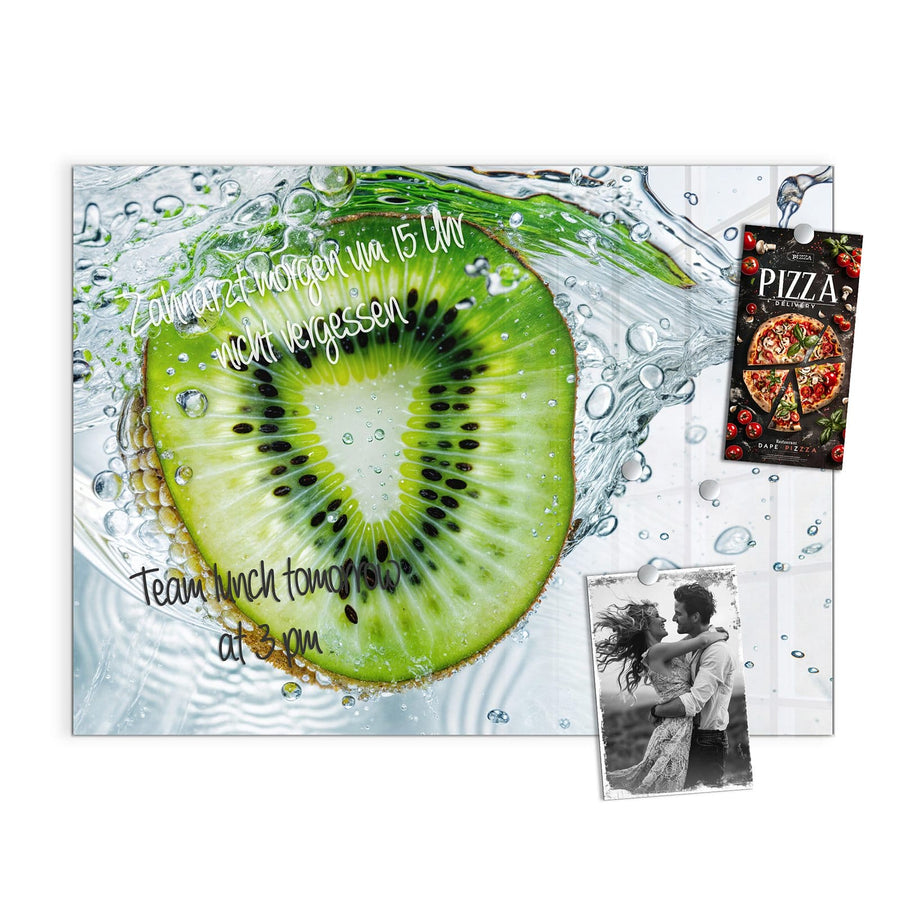 Maße Magnettafel - Kiwi im Sprudelwasser