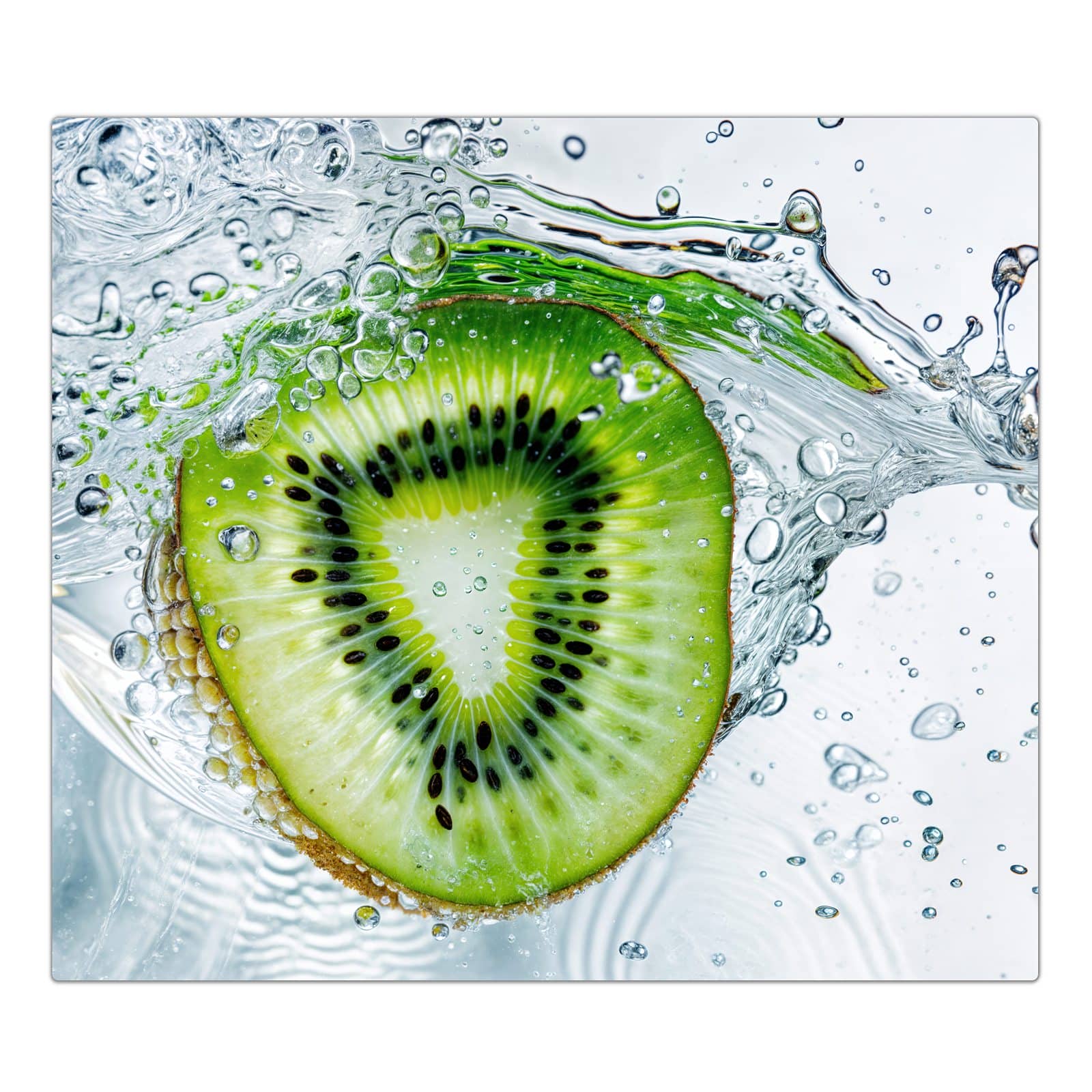 1-teilige Glasabdeckplatte für Ceranfeld mit Kiwi im Wasser-Motiv in der Frontansicht #grösse_1-Teilig (60x52cm)
