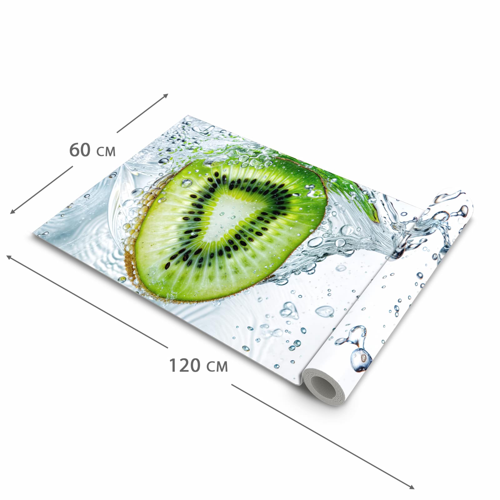 Wasserabweisender Küchenteppich mit Motiv Kiwi im Wasser in der Grösse 60x120 cm