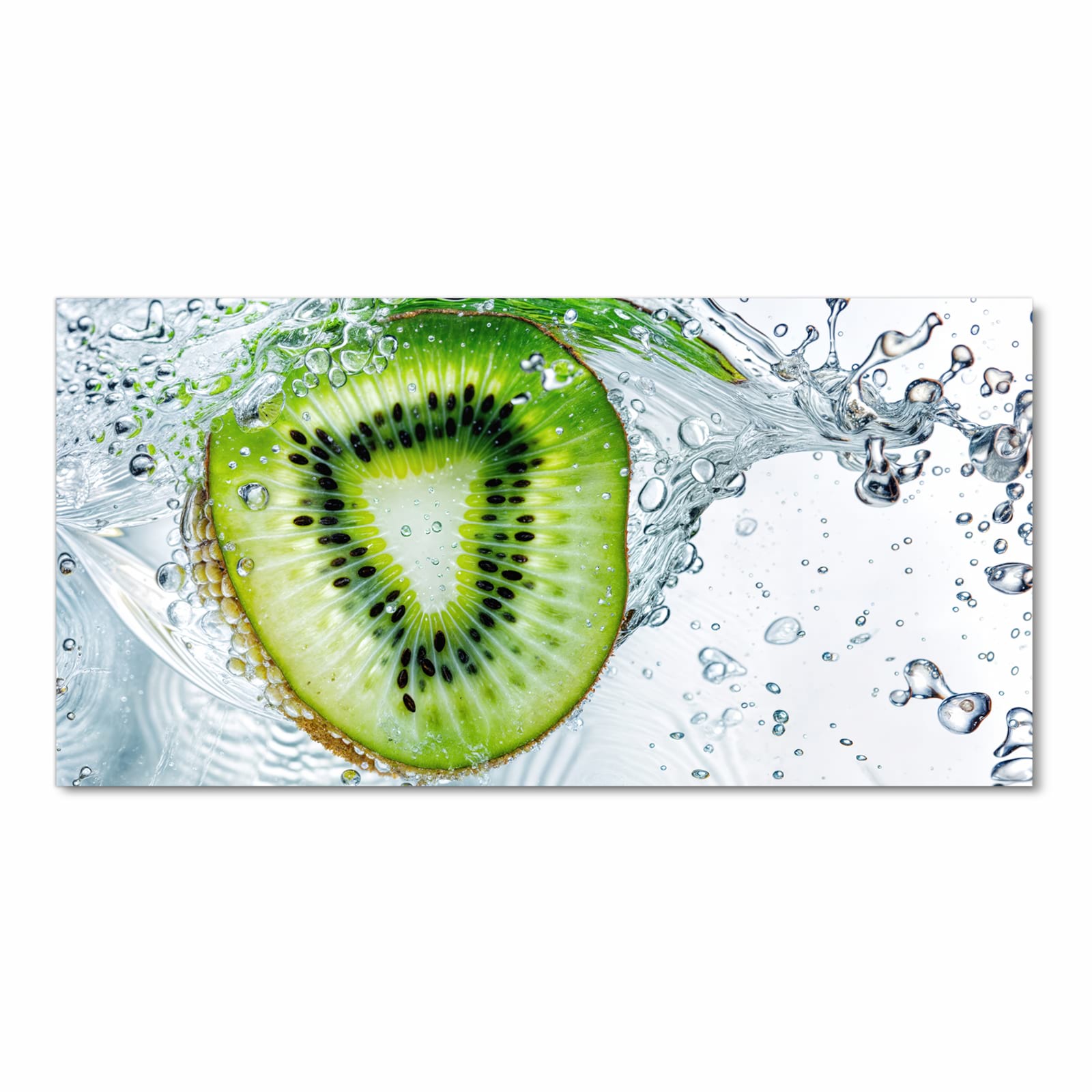 Pflegeleichter langer Teppich mit Motiv Kiwi im Wasser in Frontansicht für den Flur