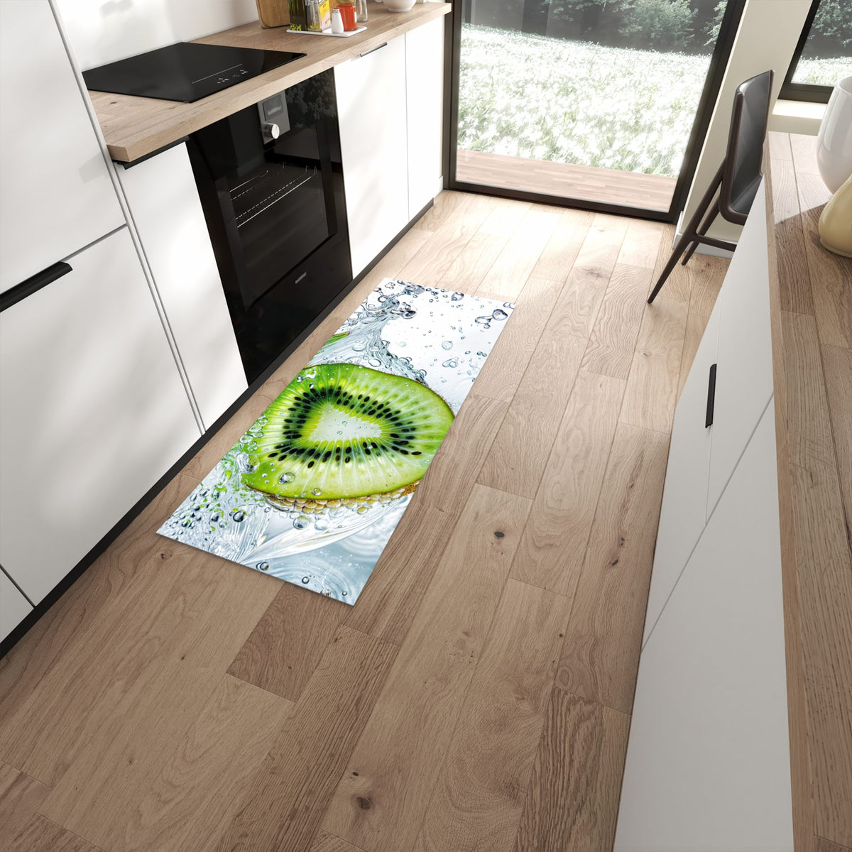 Abwischen statt waschen – Küchenläufer - Kiwi im Sprudelwasser