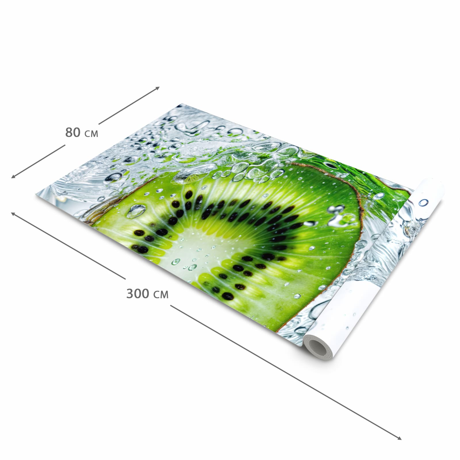 Teppichläufer Küche mit Motiv Kiwi im Wasser in der Grösse 60x150 cm - angenehme Haptik