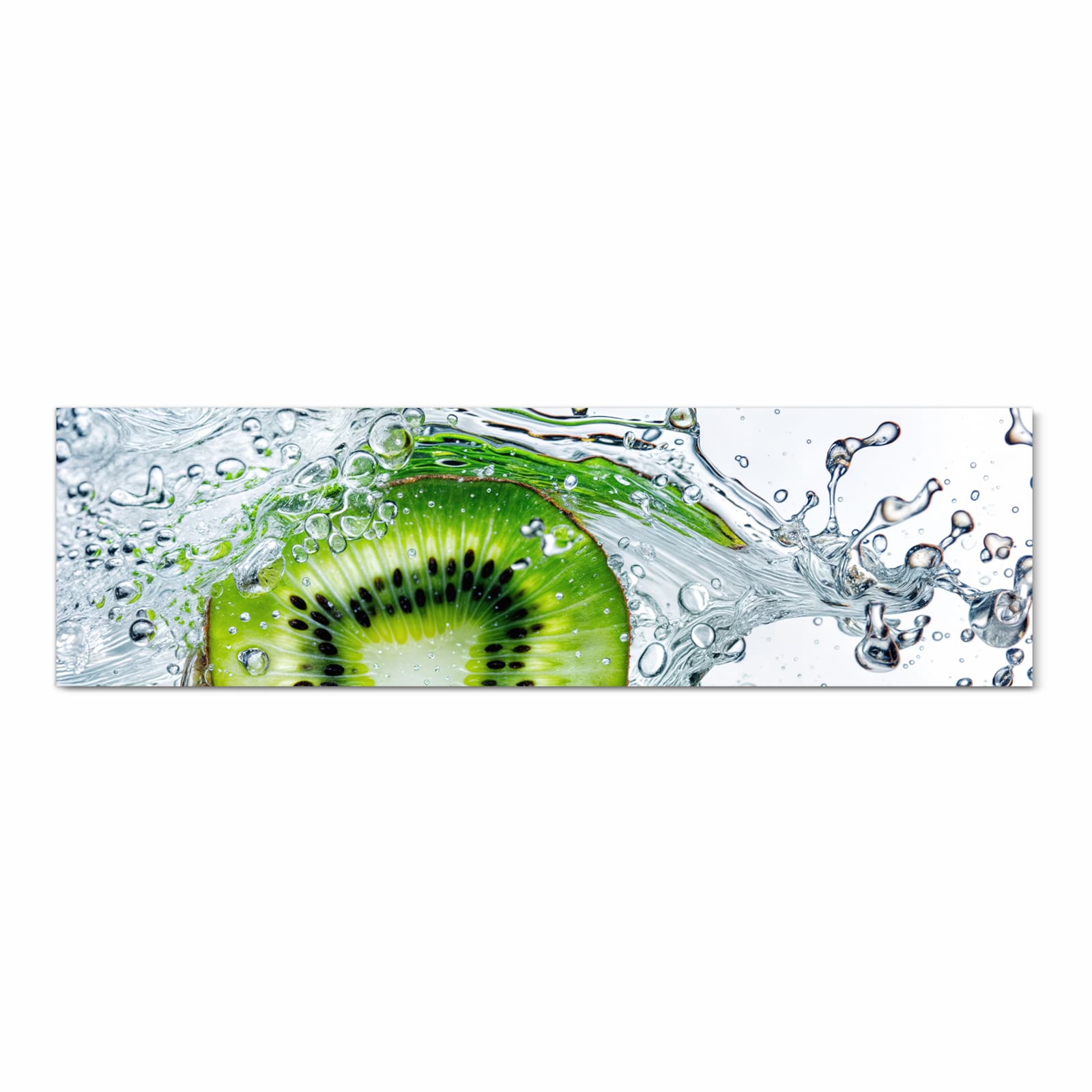 Rutschfester Küchenteppich mit Motiv Kiwi im Wasser in Frontansicht schützt den Boden