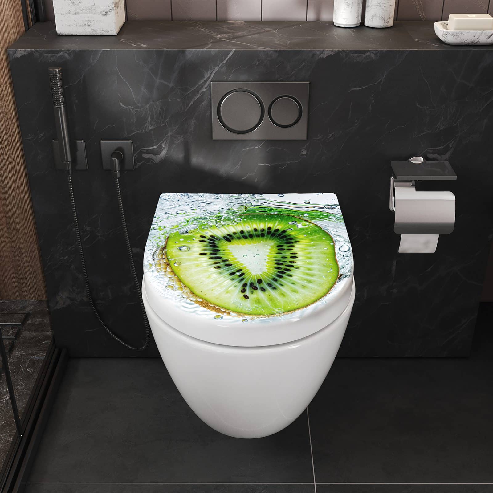 WC-Sitz mit Absenkautomatik Kiwi im Wasser