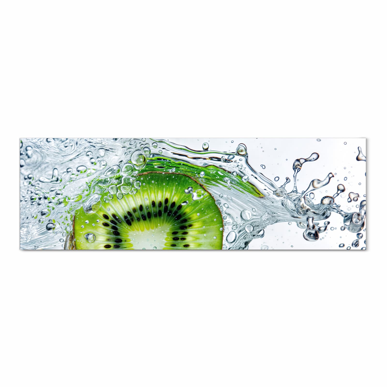 Feuchtigkeitsresistenter Teppich fürs Esstisch mit Motiv Kiwi im Wasser in Frontansicht