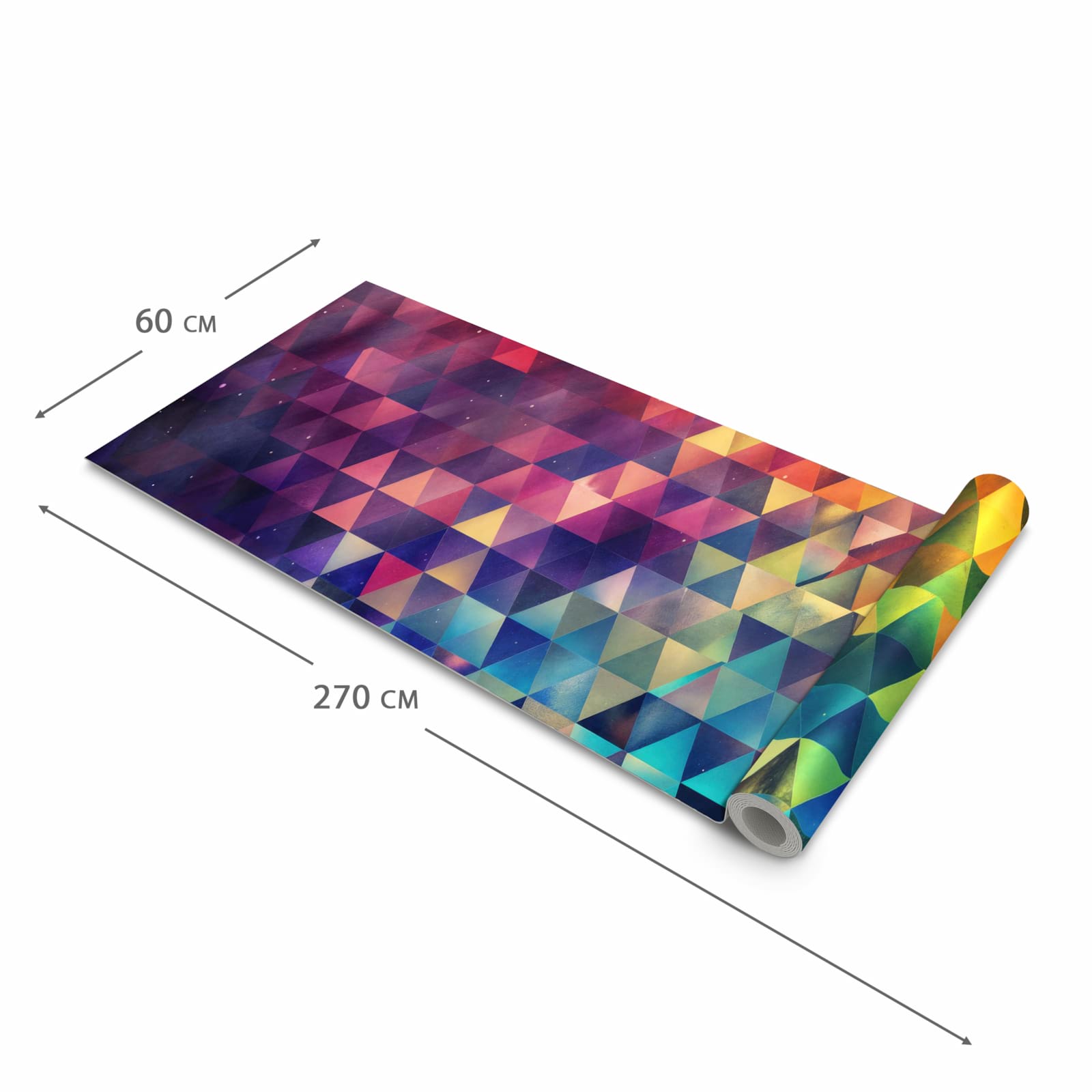 Bodenschonender moderner Küchenläufer mit Motiv Bunte Dreiecke in der Grösse 60x120 cm