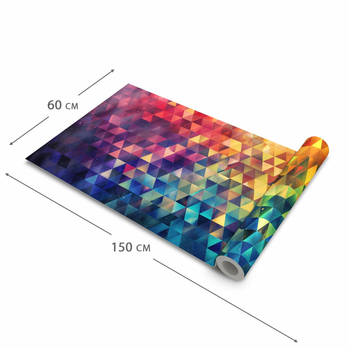 Feuchtigkeitsresistenter moderner Küchenläufer mit Motiv Bunte Dreiecke in der Grösse 60x120 cm