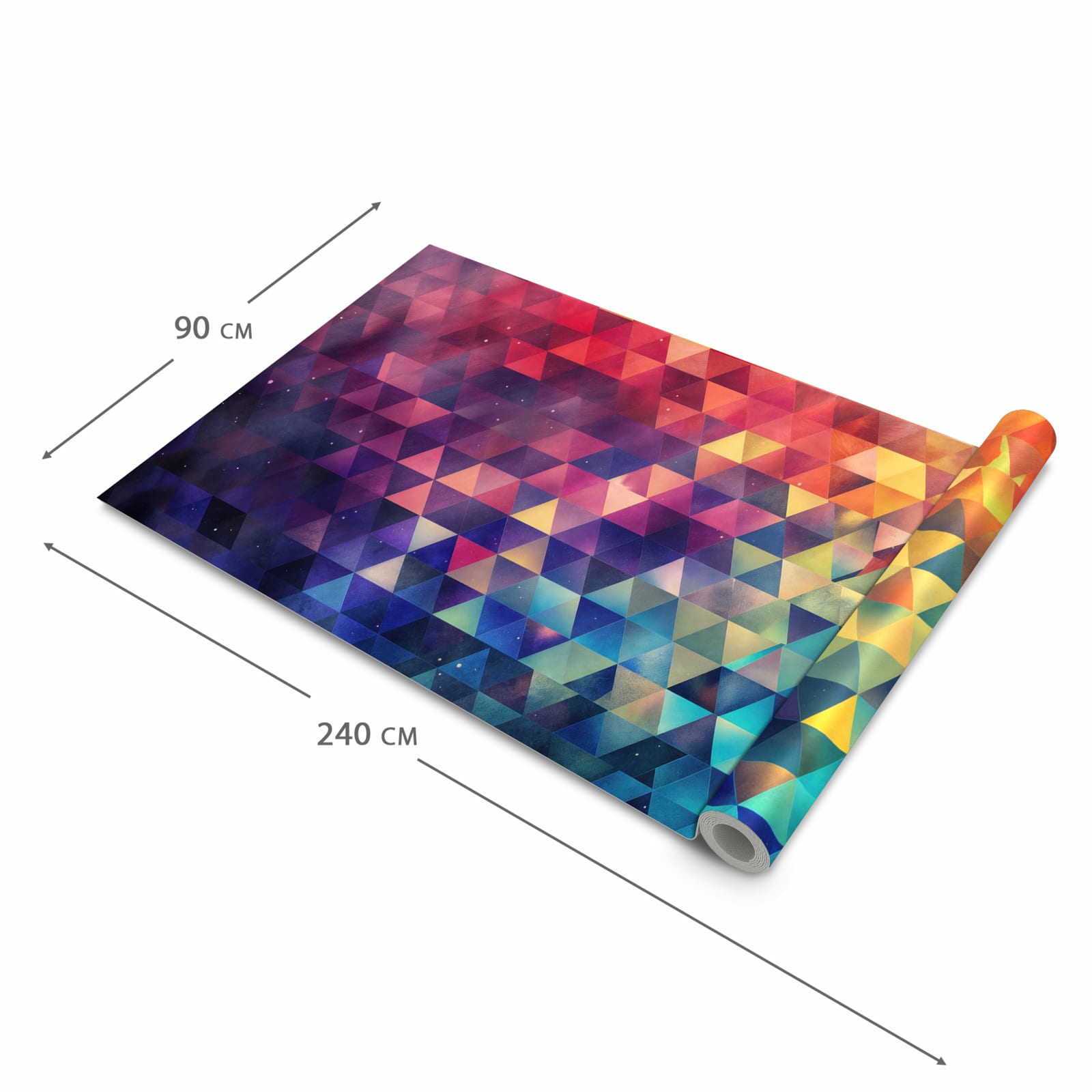 Komfortabler Küchenteppich mit Motiv Bunte Dreiecke in der Grösse 60x120 cm