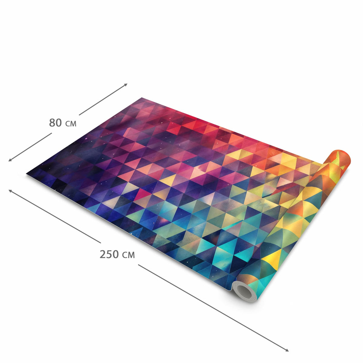 Zeitsparender Küchenteppich mit Motiv Bunte Dreiecke in der Grösse 60x120 cm