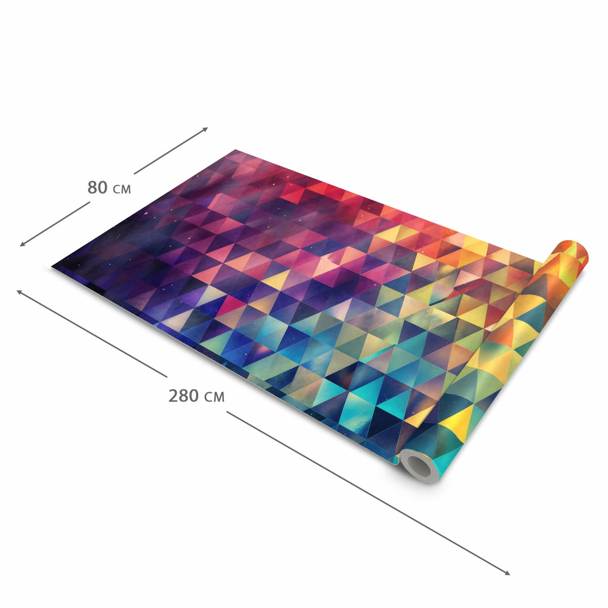 Geräuschdämpfender Küchenteppich mit Motiv Bunte Dreiecke in der Grösse 60x120 cm