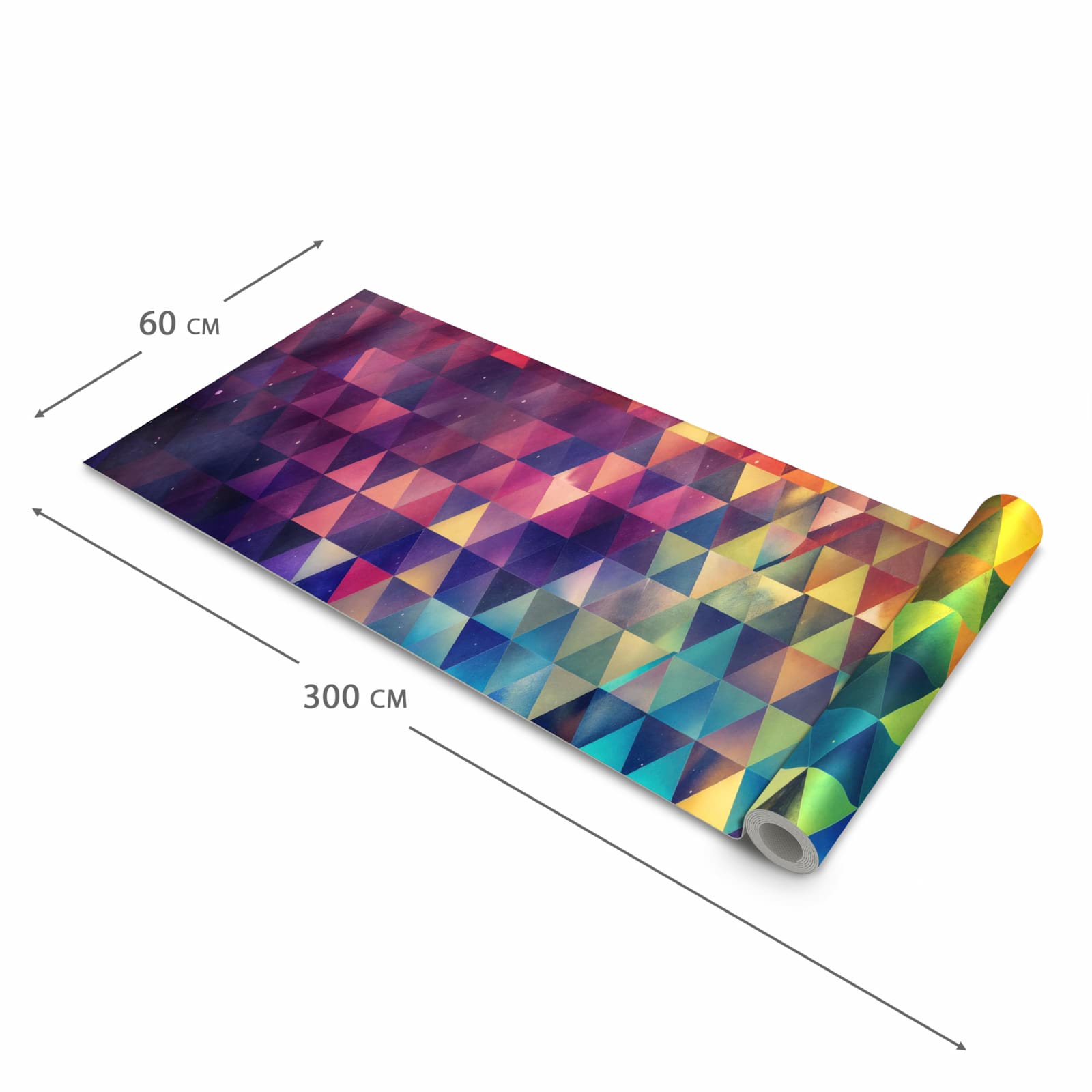 Farbbeständiger abwaschbarer Küchenläufer mit Motiv Bunte Dreiecke in der Größe 60x120 cm
