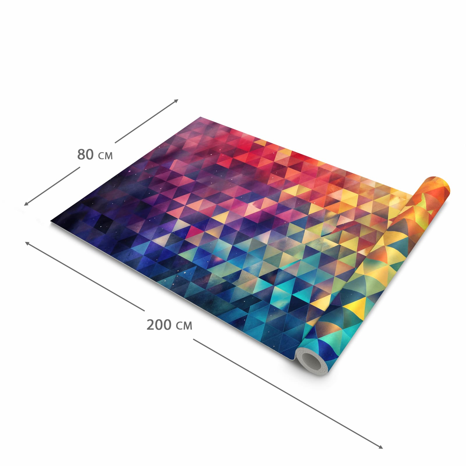 Küchenteppich mit Motiv Bunte Dreiecke in der Grösse 60x120 cm für sichere Aufbewahrung